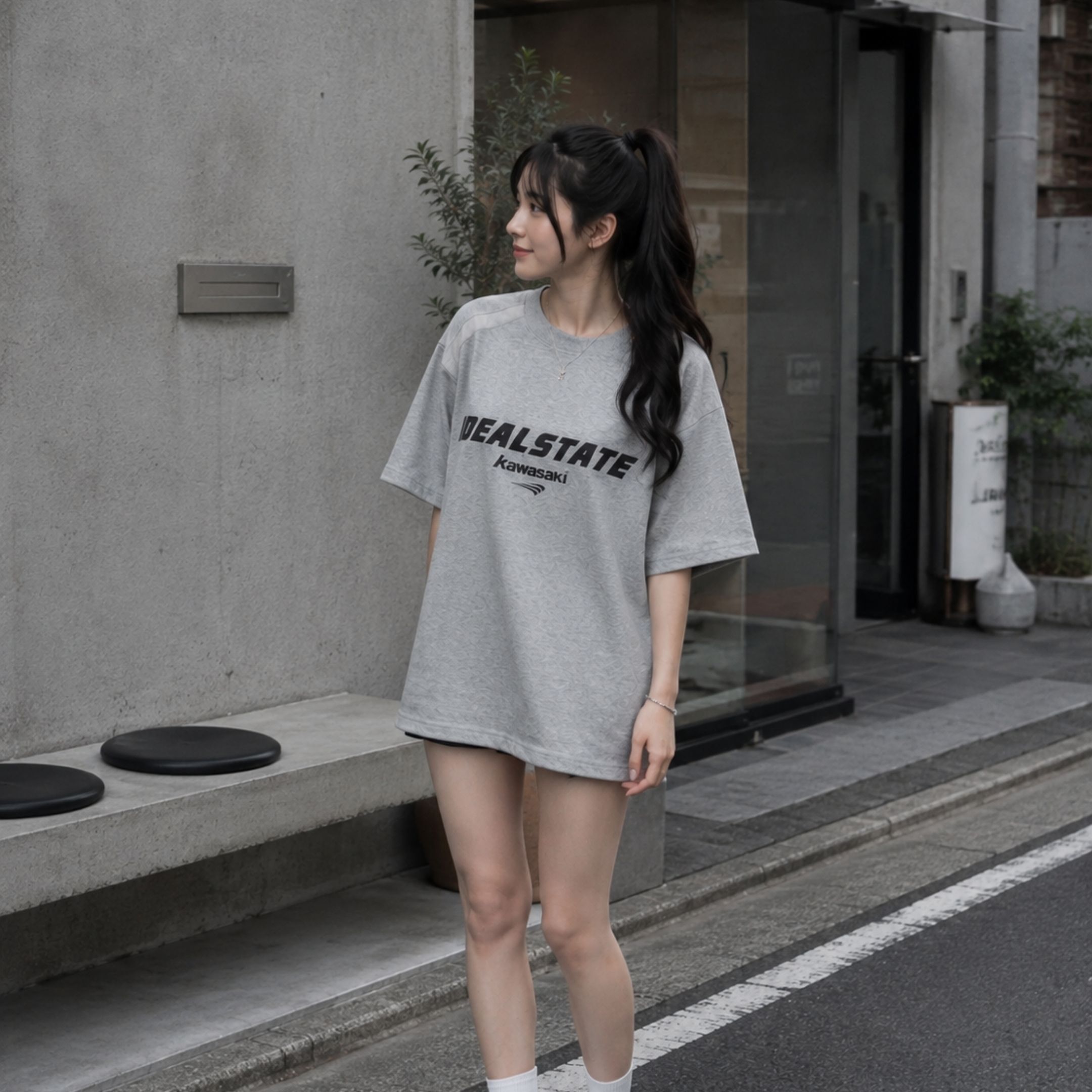 NICEDAY 服飾 代購 Kawasaki 川崎 LOGO TEE 上衣 太空棉 重磅 短袖 黑 灰