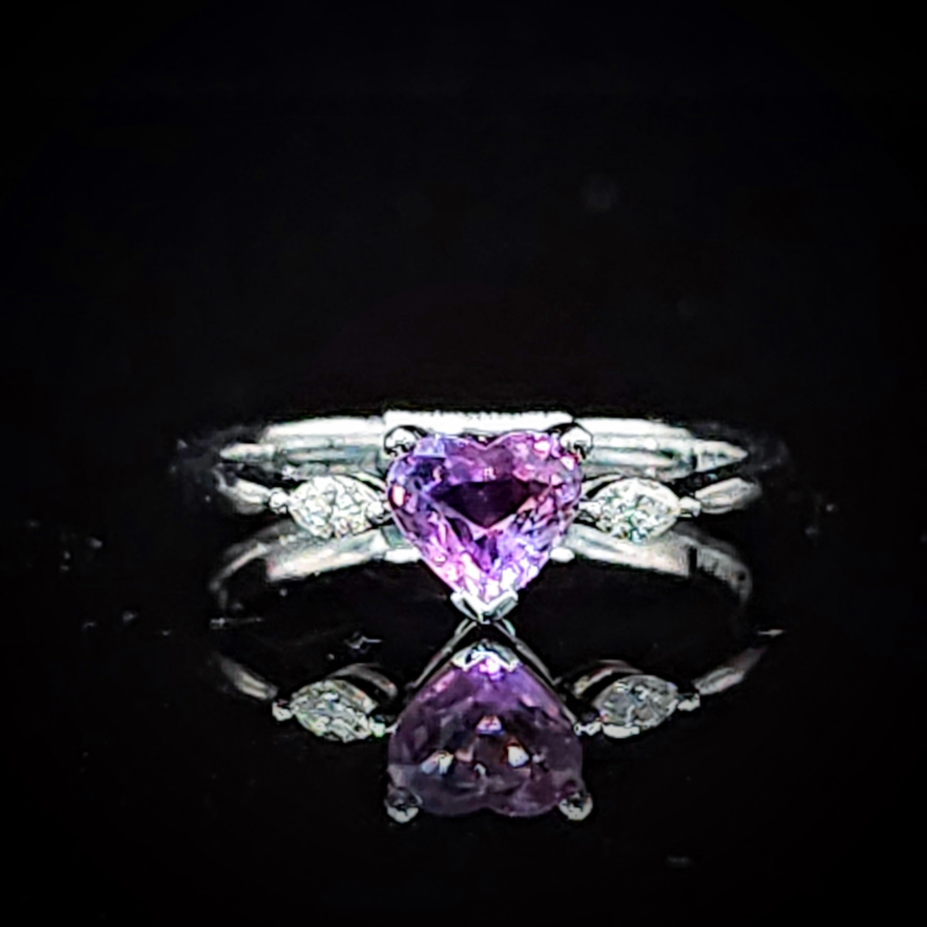 18K White Gold 0.69ct Pink Sapphire and Diamond Ring