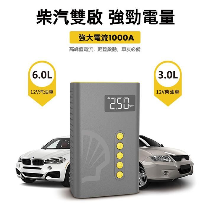 【SHELL 殼牌】行動電源救援 殼牌 四合一急救啟動+打氣機SL-AC001JP_附收納包