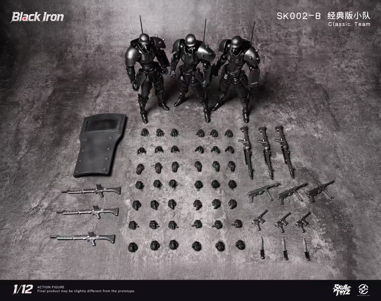 (Pre-Order) Skull Toyz X Snake 1/12  Black Iron "Classic Team" – SK002-B (3 figures) Action Figure Set