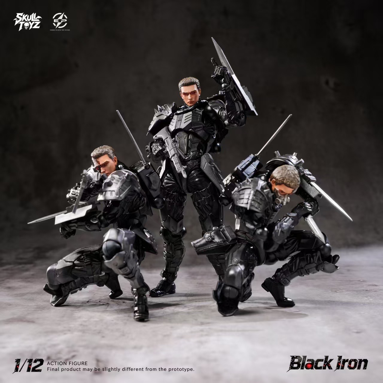 (Pre-Order) Skull Toyz X Snake 1/12  Black Iron "Cyber Team" – SK003-B (3 figures)  Action Figure Set