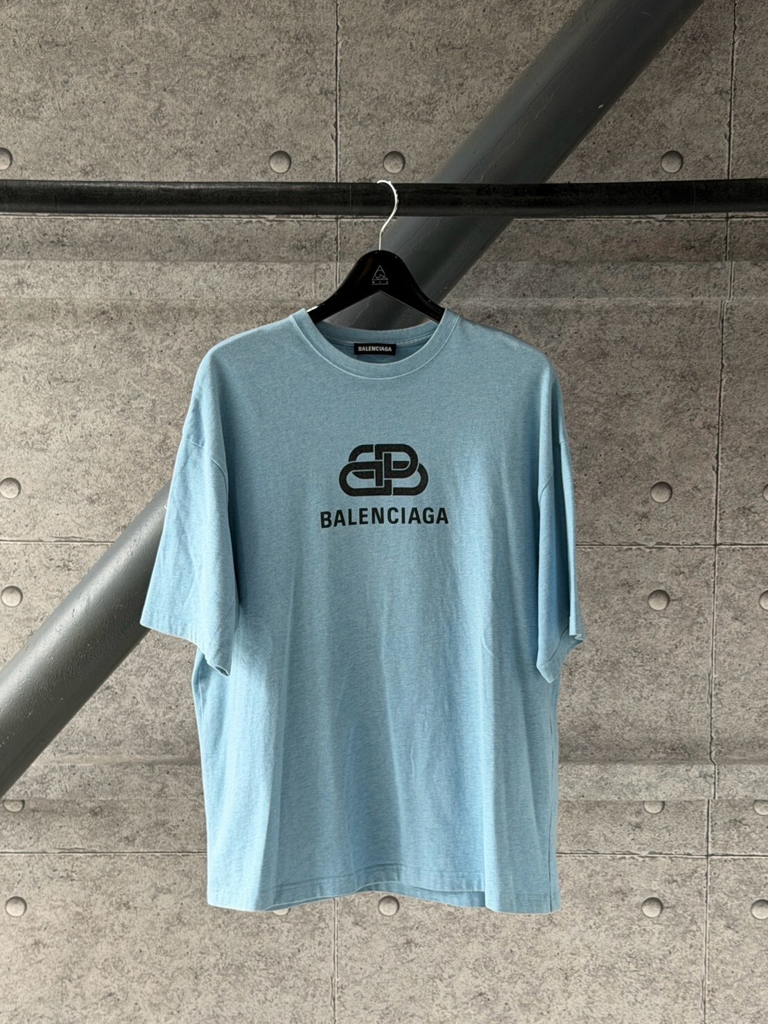 Balenciaga 渲染霧霾藍 經典雙B鎖釦Logo 短袖T