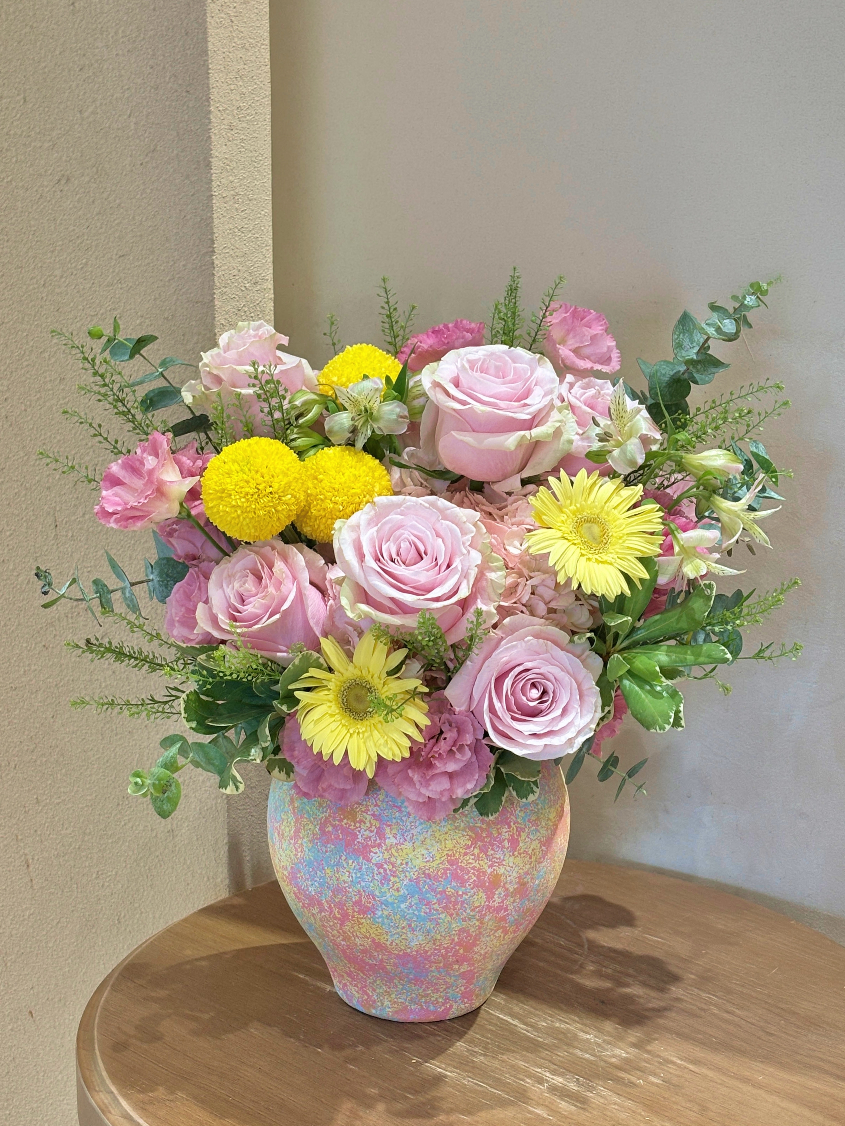 秋暮．粉珀油彩甕 鮮盆花 中秋花禮 鮮花盆花