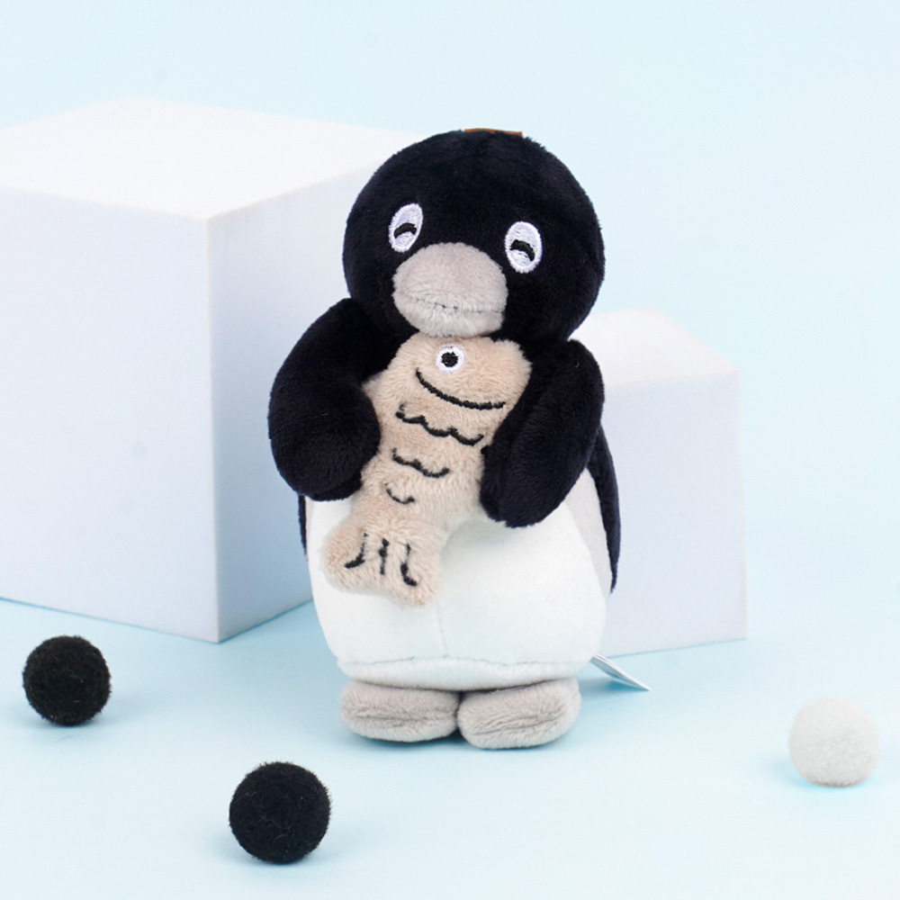🇰🇷 PINGU 企鵝家族 正版授權 黑灰 黑白 抱魚 鑰匙圈 吊飾 / 預購