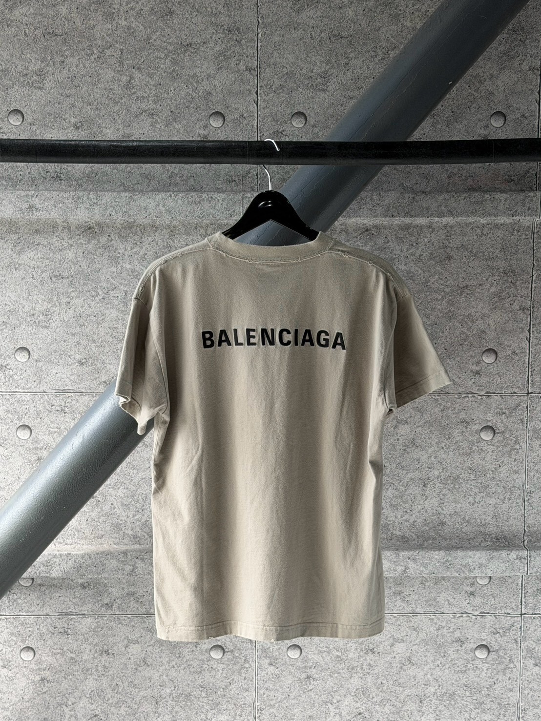 Balenciaga 刺繡 前後logo卡其短袖 T