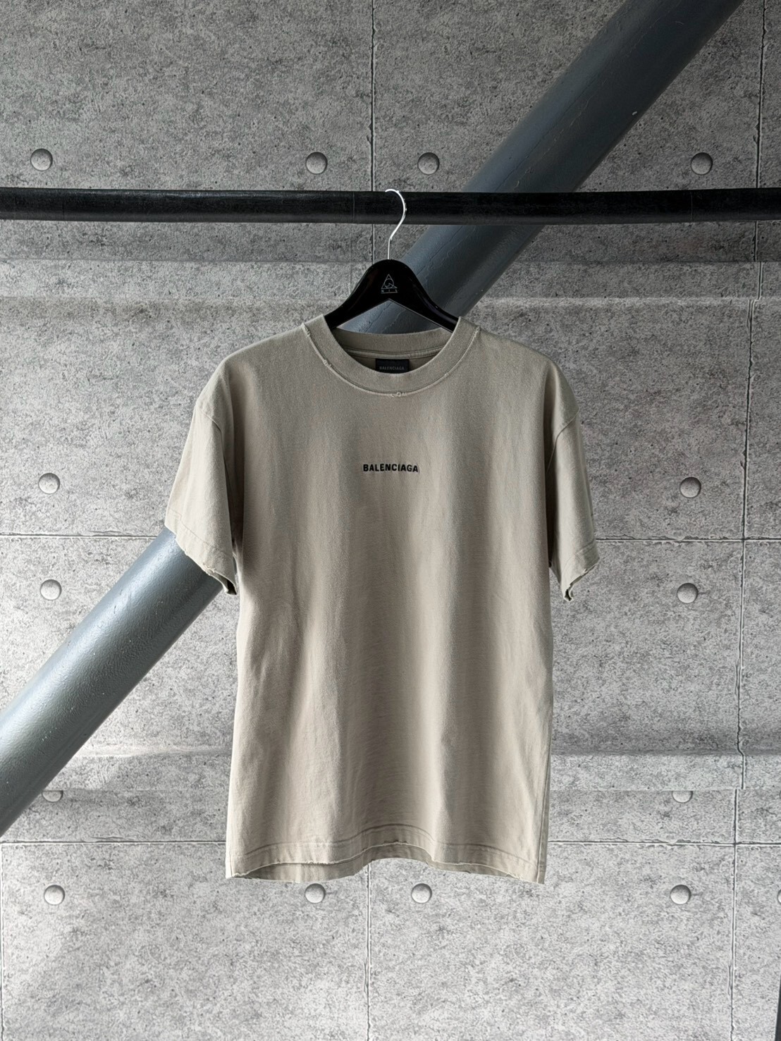 Balenciaga 刺繡 前後logo卡其短袖 T