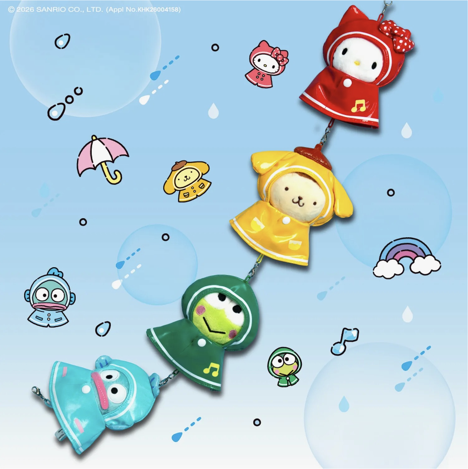 #預購 🇰🇷韓國 OLIVE YOUNG × Sanrio 三麗鷗 Rainy Day 雨衣造型毛絨 吊飾 鑰匙圈