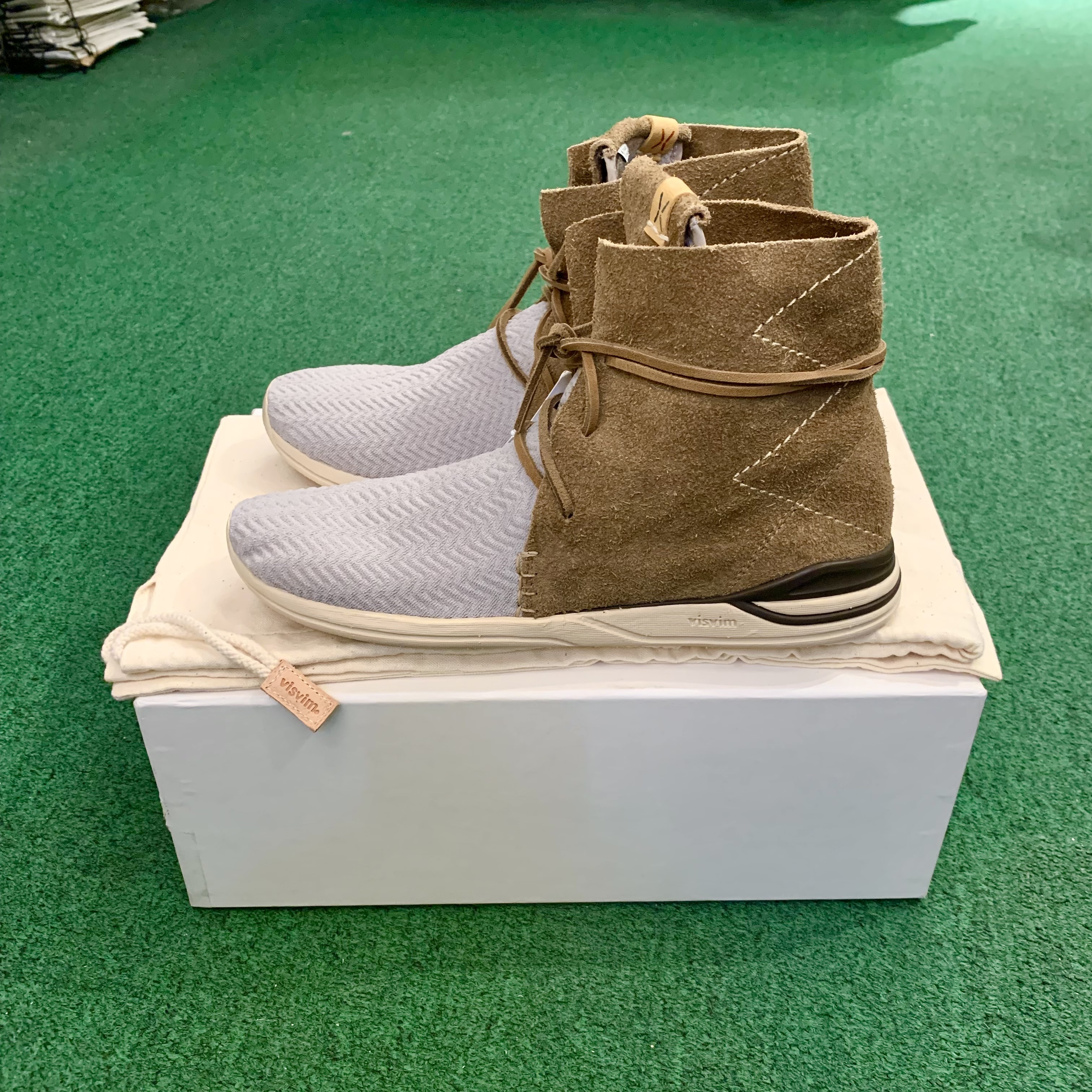 HB SHOP DISPLAY SALE: VISVIM HURON MESH MOC HI-FOLK - GREY/BROWN SIZE 10 IN STOCK NOW (現貨發售中)