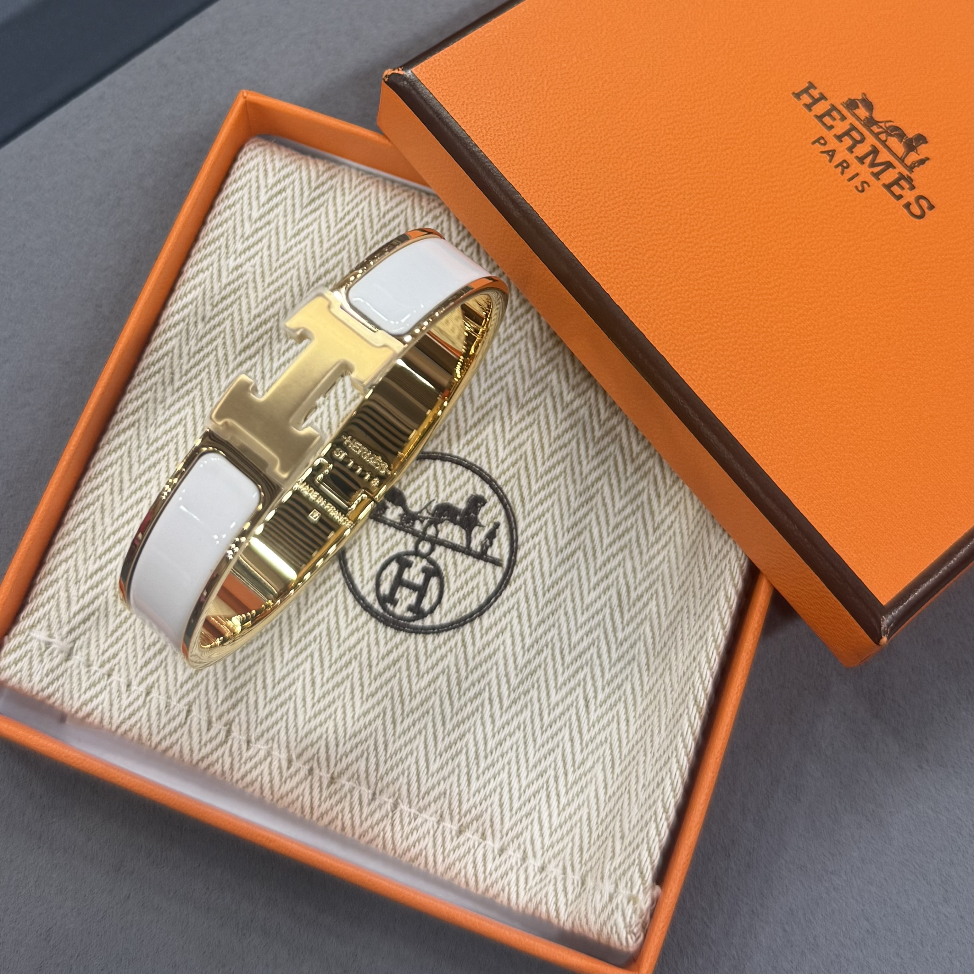 閑置品 Hermes Bracelet Clic H PM 白色金扣 #愛馬仕手鐲