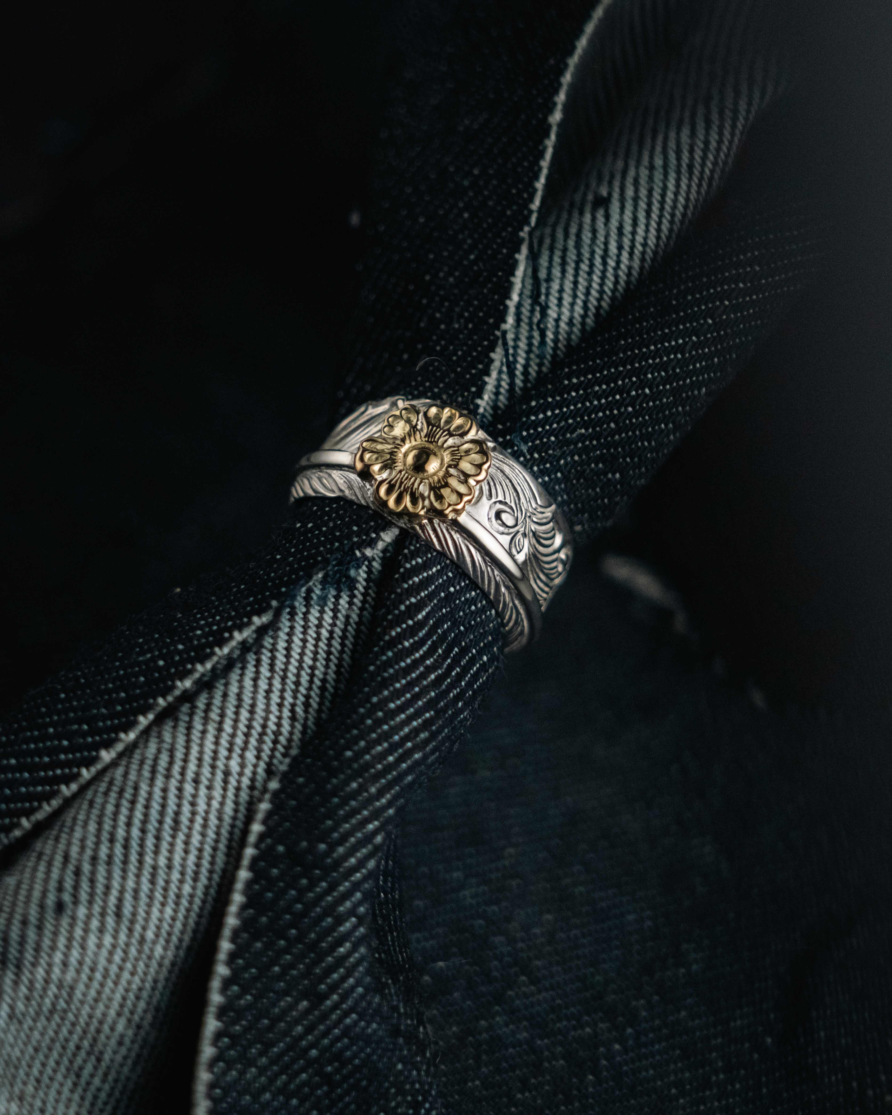 Dear Blossom K18 Flower KARAKUSA Feather Ring 點金玫瑰唐草羽戒 R-145