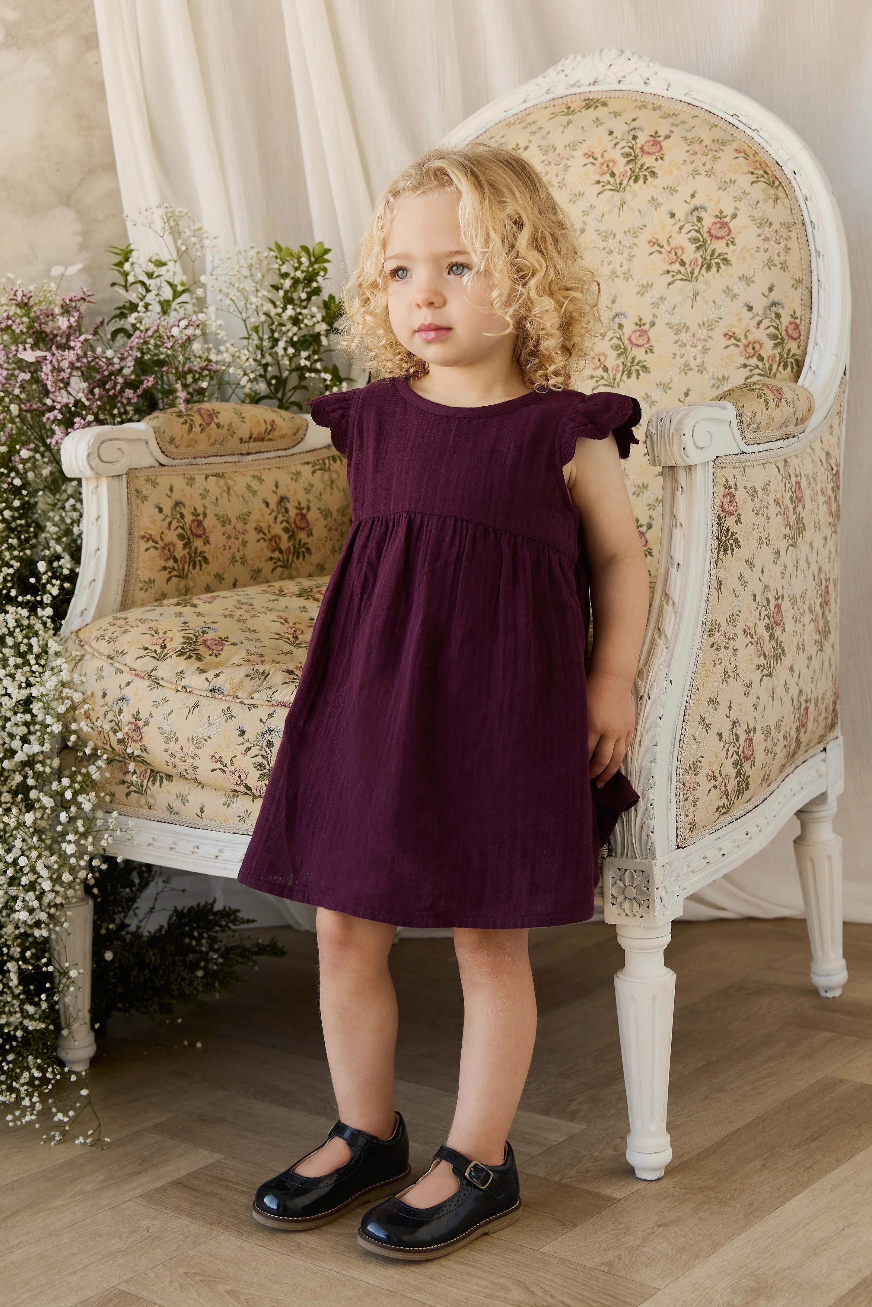 【預購】JAMIE KAY - Organic Cotton Muslin Lace Dress（Fig）