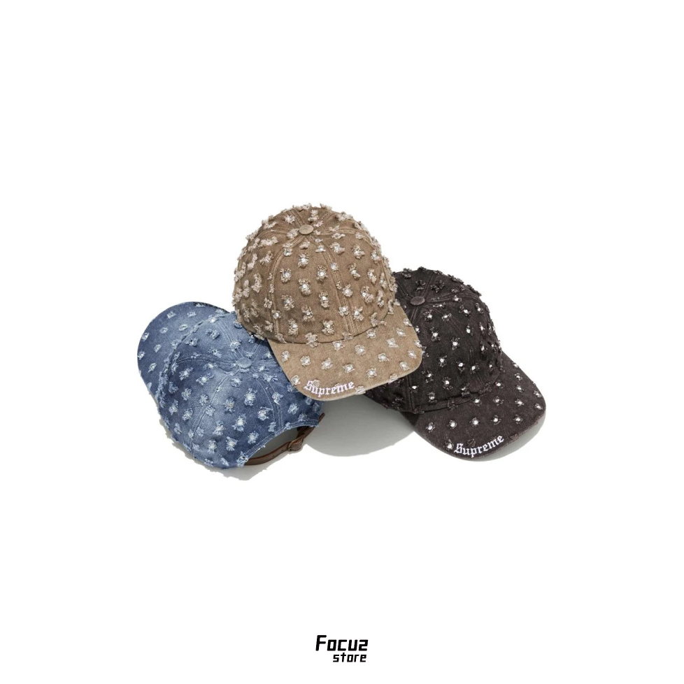 【Focus Store】現貨秒發 Supreme FW26 Week1 Hole Punch Rhinestone Denim 6-Panel 六分割帽
