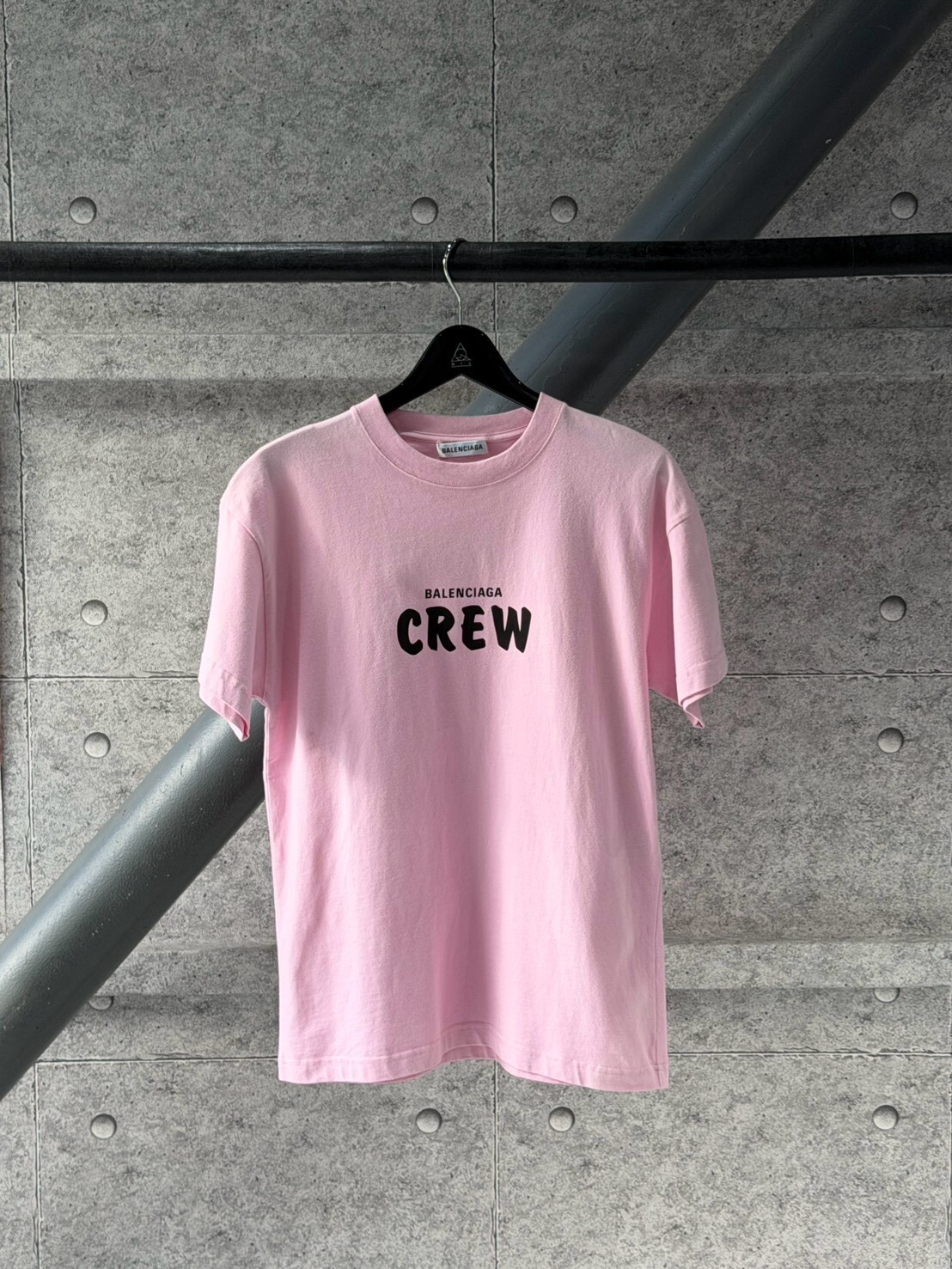Balenciaga CREW粉色印花Logo 短袖 T