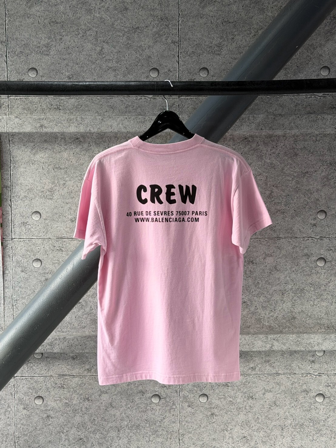 Balenciaga CREW粉色印花Logo 短袖 T