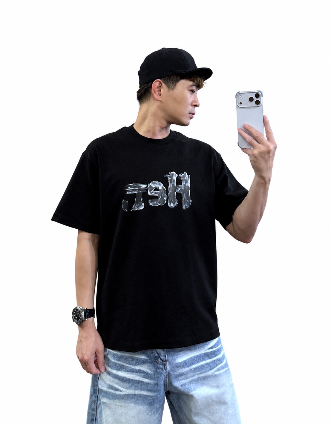 『新品上市』重磅重影水墨HeJ短T(NOF260562803)-黑