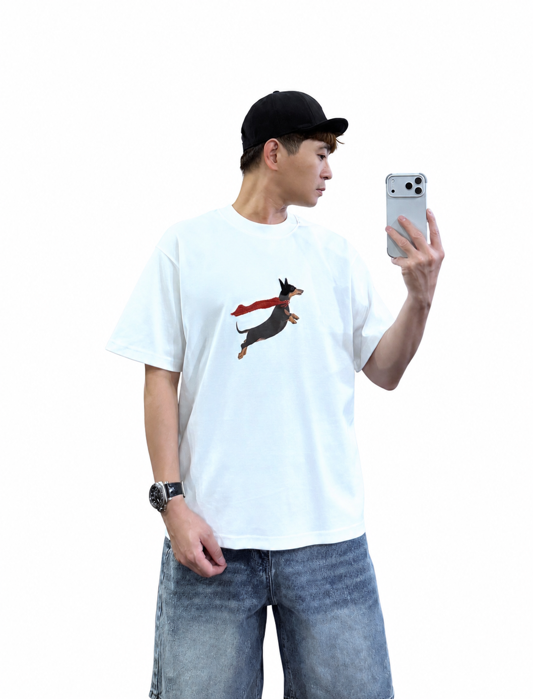 『新品上市』重磅蒙面超人小狗短T(NOF260562882)-白