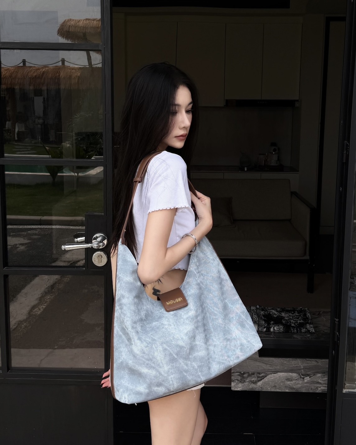 <限時折扣>Moussy Hobo 皮革 托特包 單肩包 肩背包 三色