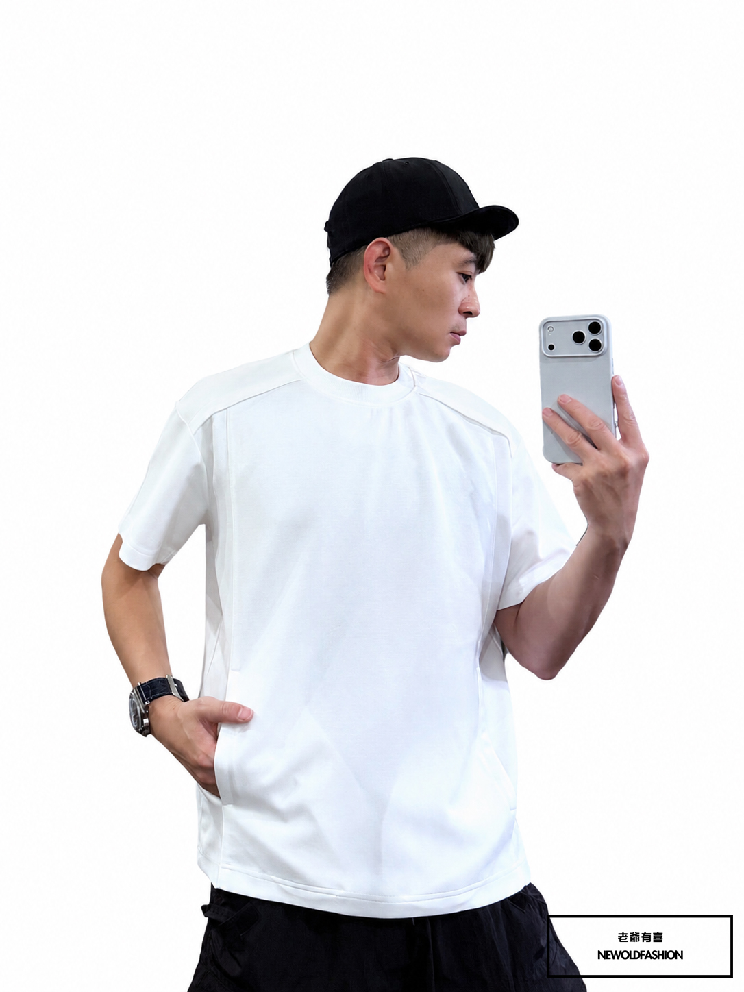 『新品上市』重磅簡約立裁口袋短T(NOF2604Z8005)-白
