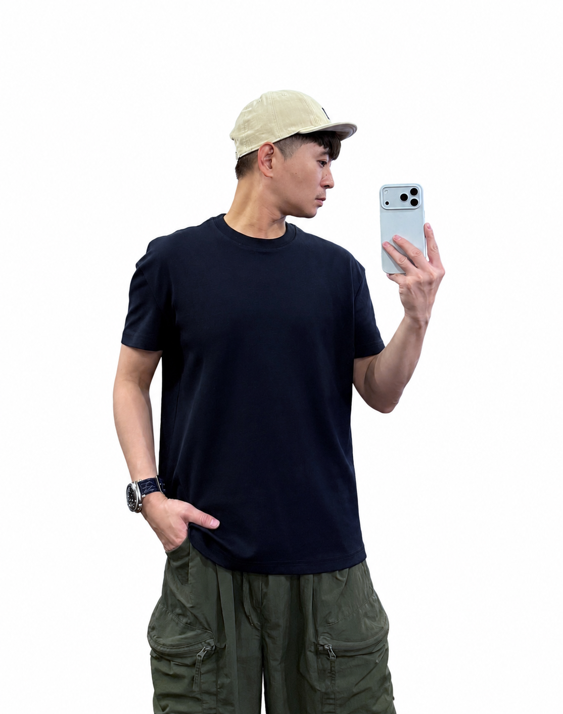 『新品上市』重磅原色全素絲光棉短T(NOF2604Z8103)-深藍