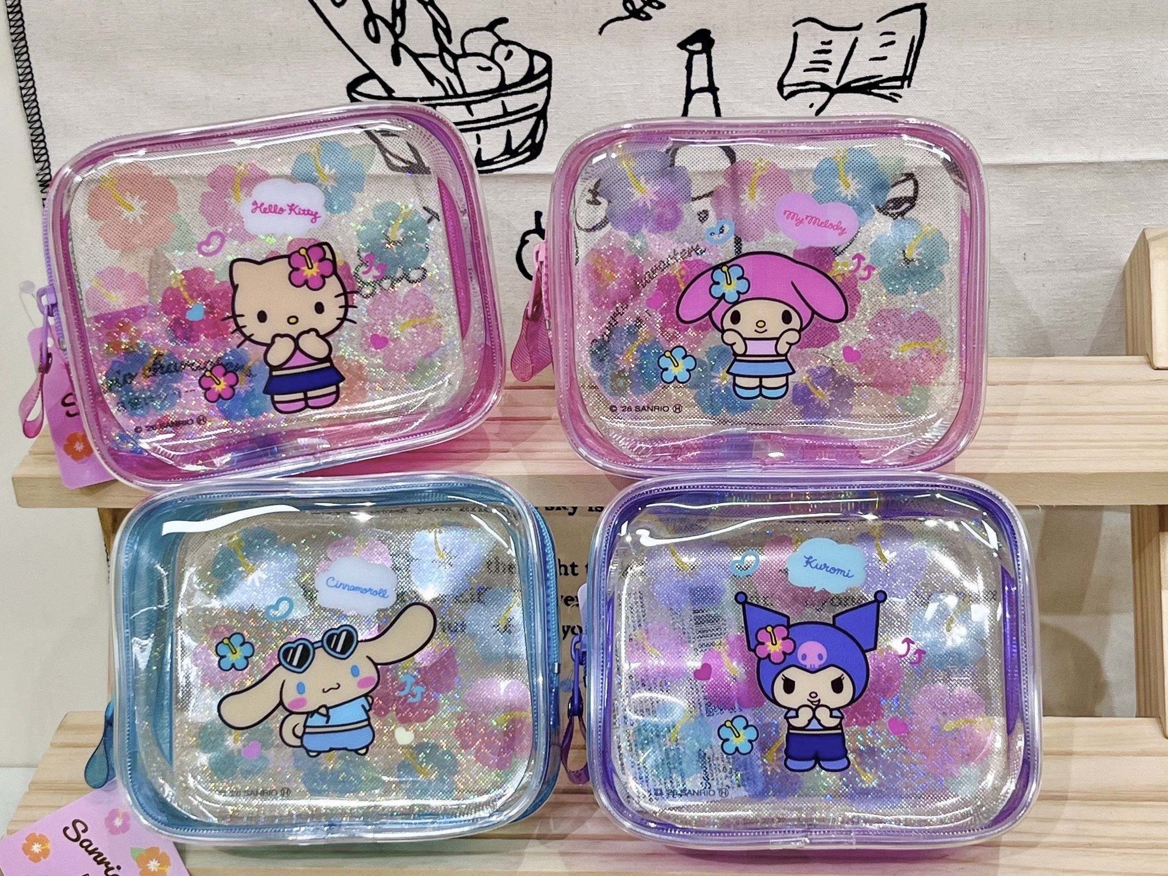 🇯🇵黑皮扶桑花閃亮亮方向收納包🌺✨