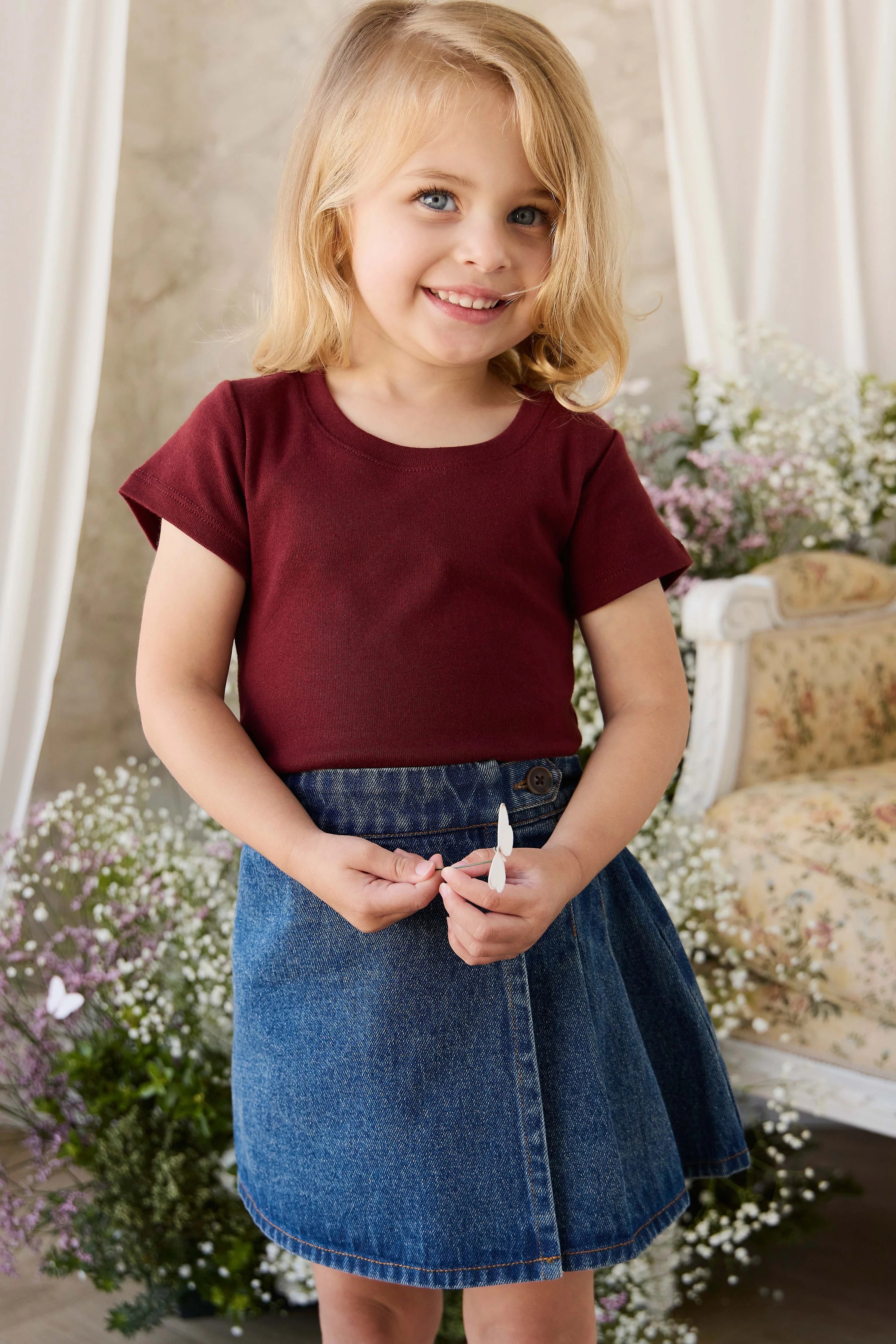 【預購】JAMIE KAY -Organic Cotton Rib Helene Tee（Burgundy）