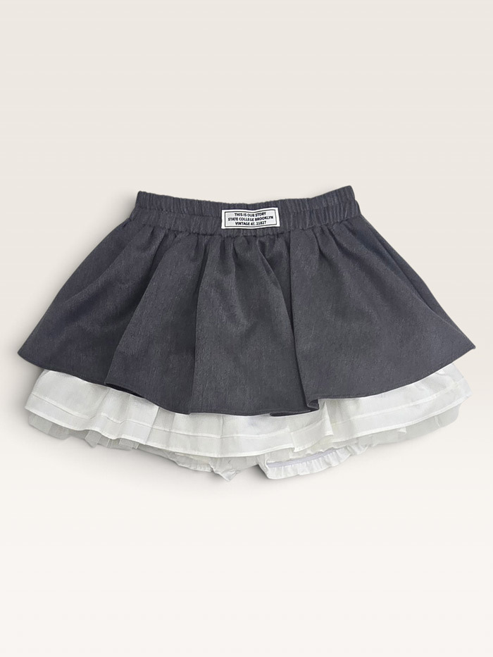 正韓秋Lilas 兩色拼接學院感裙褲