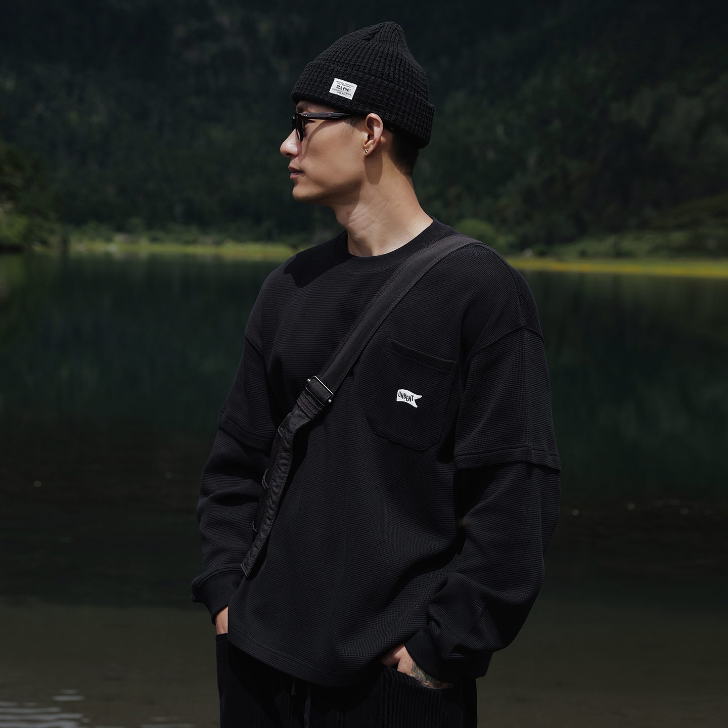 Unbent 26 A/W 復古重磅假兩件華夫格刺繡長袖