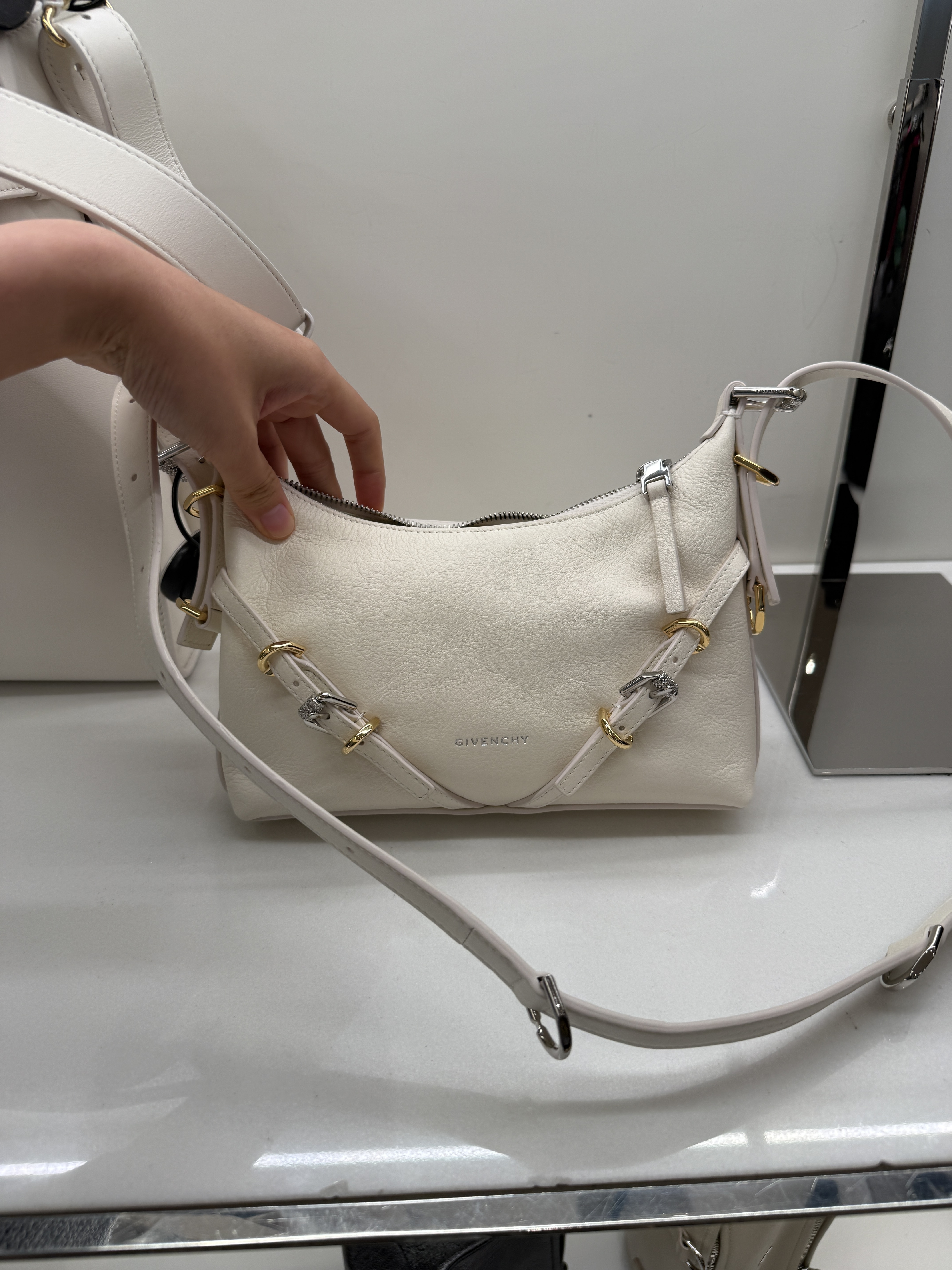 Givenchy voyou mini shoulder crossbody bag ivory