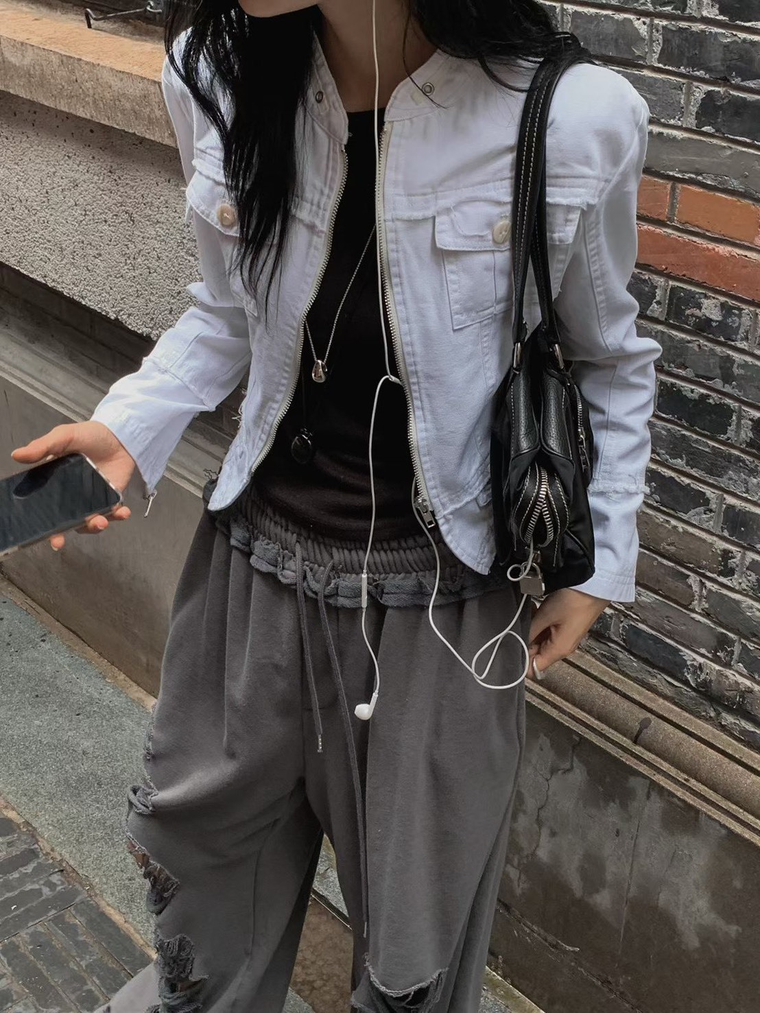 騎士牛仔拉鍊夾克