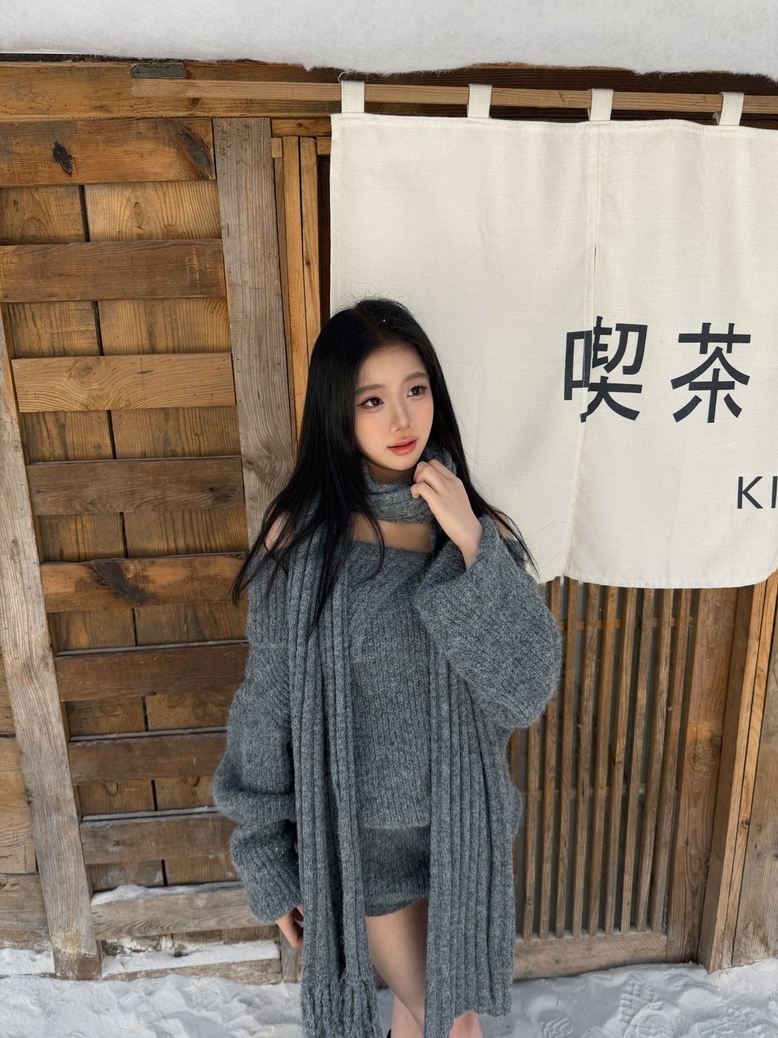 🇨🇳JA02 本期推薦!赫本梵 漂亮毛衣洋set(附大圍巾)
