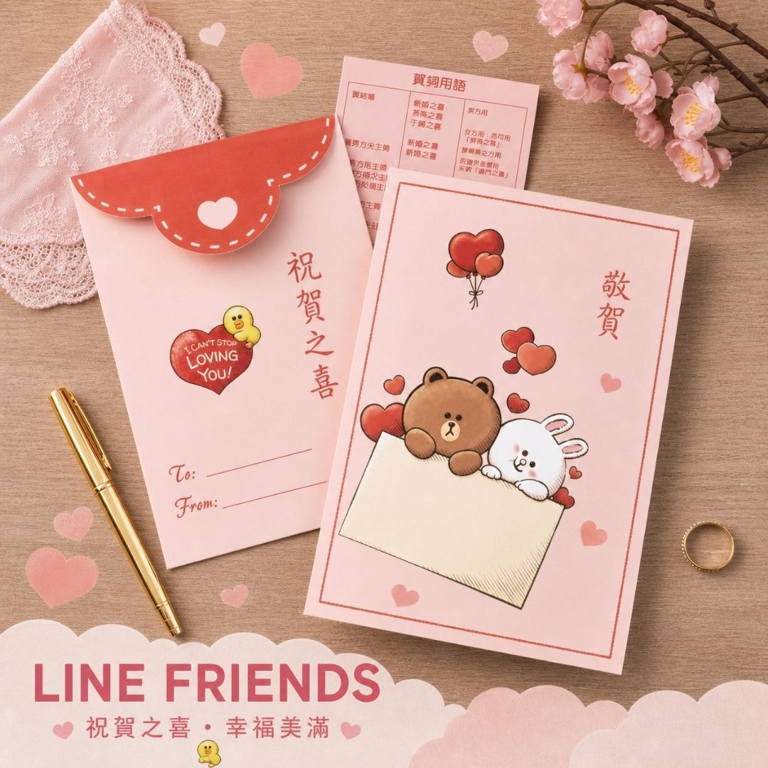 LINE FRIENDS | 感謝 祝福 |結婚回禮信封|西式 2個
