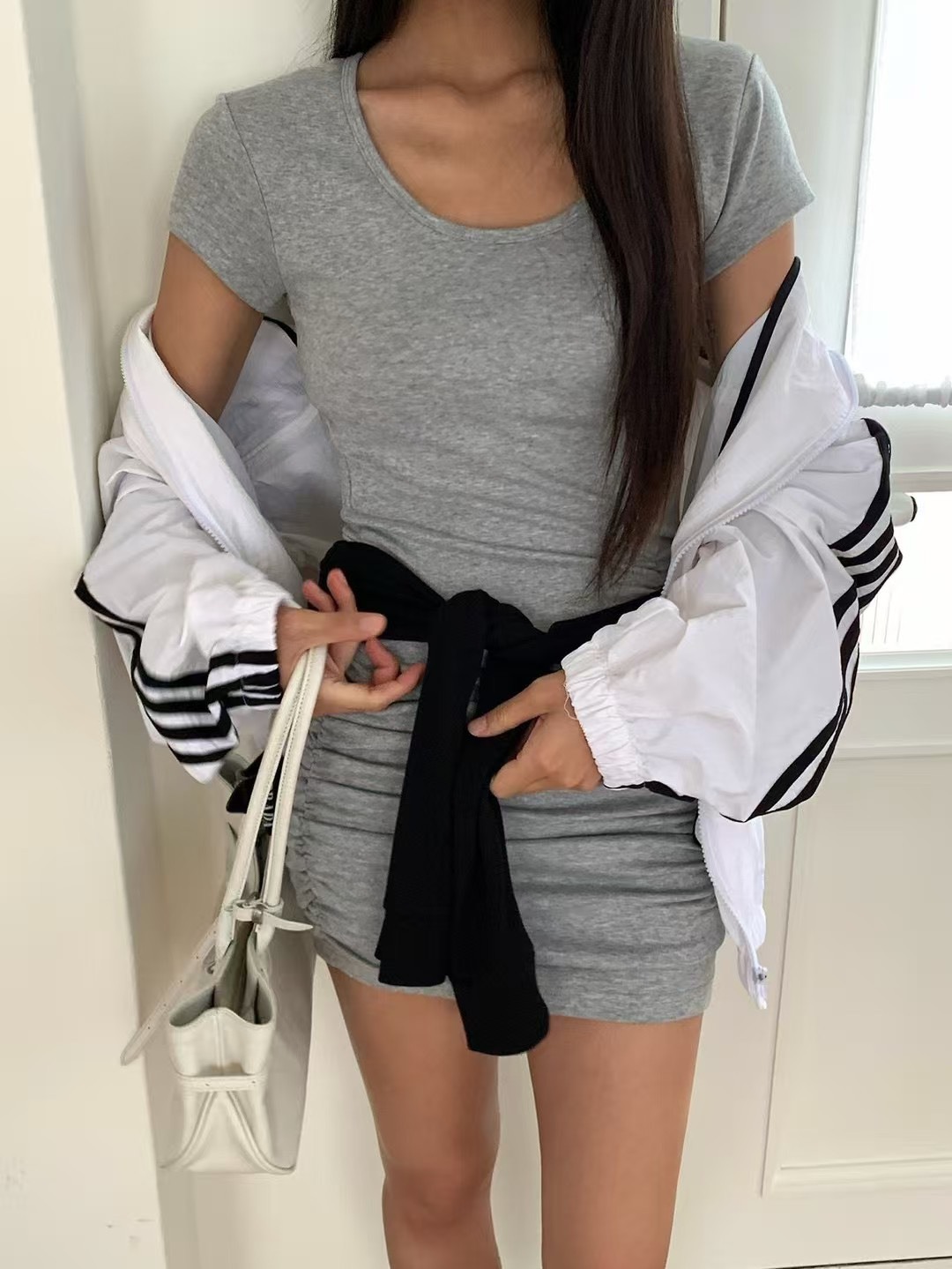 短袖抓褶BRA洋裝