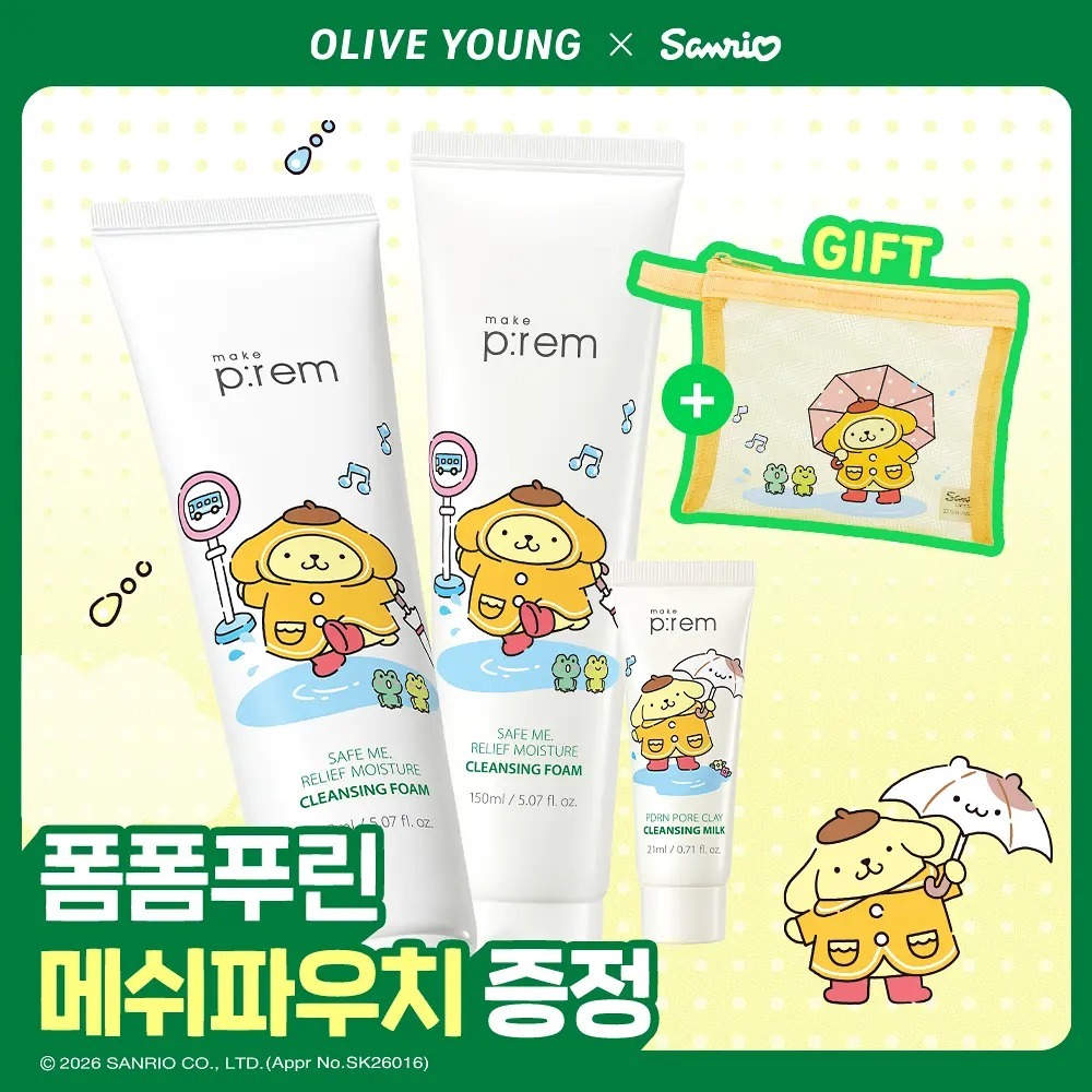 make prem x Sanrio -  Safe Me Relief Moisture Cleansing Foam