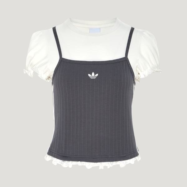 Adidas 愛迪達 Slim Tee LI5117 女 T恤 上衣 休閒短袖 泡泡袖 針織 黑白