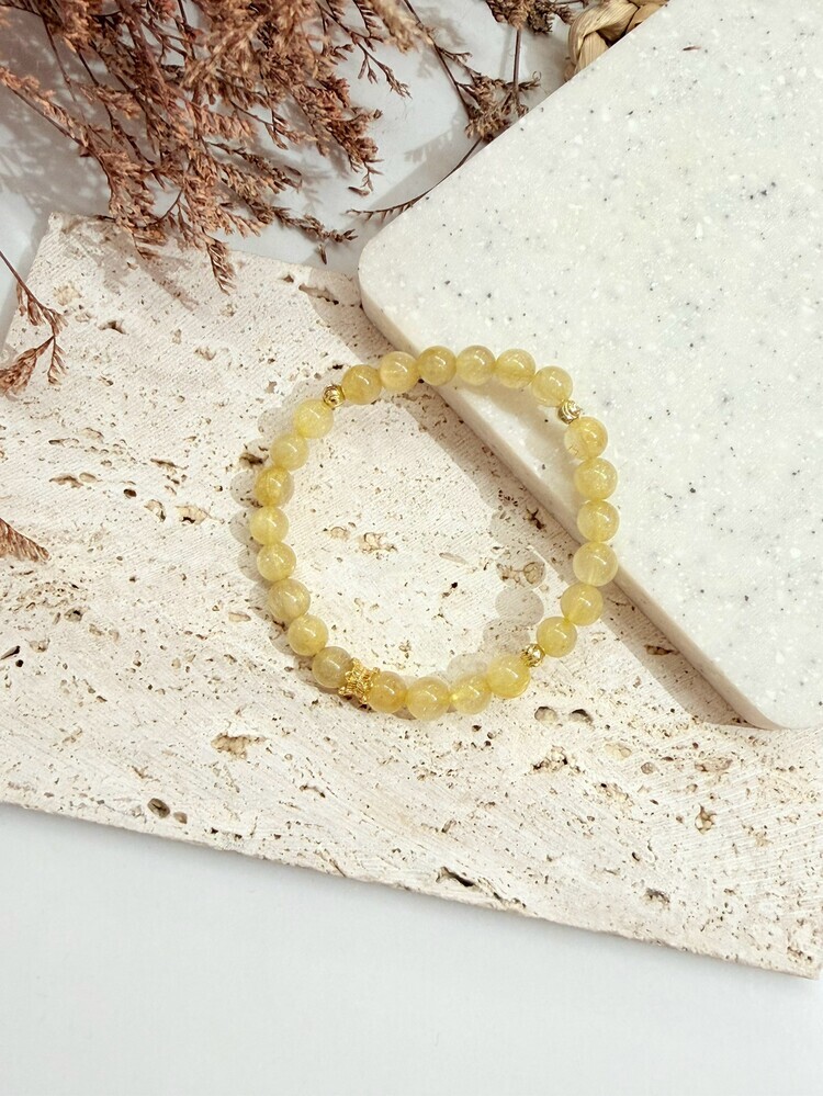C009-金光閃閃｜髮晶水晶手鍊6mm【限量2條，請在訂單備註打上手圍唷！16cm以上請先私訊詢問再下單！】