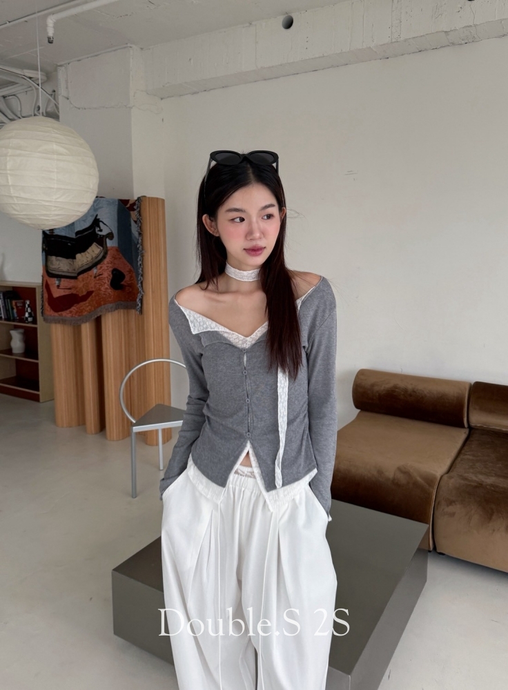 法式蕾絲拼接假兩件棉TEE*3色