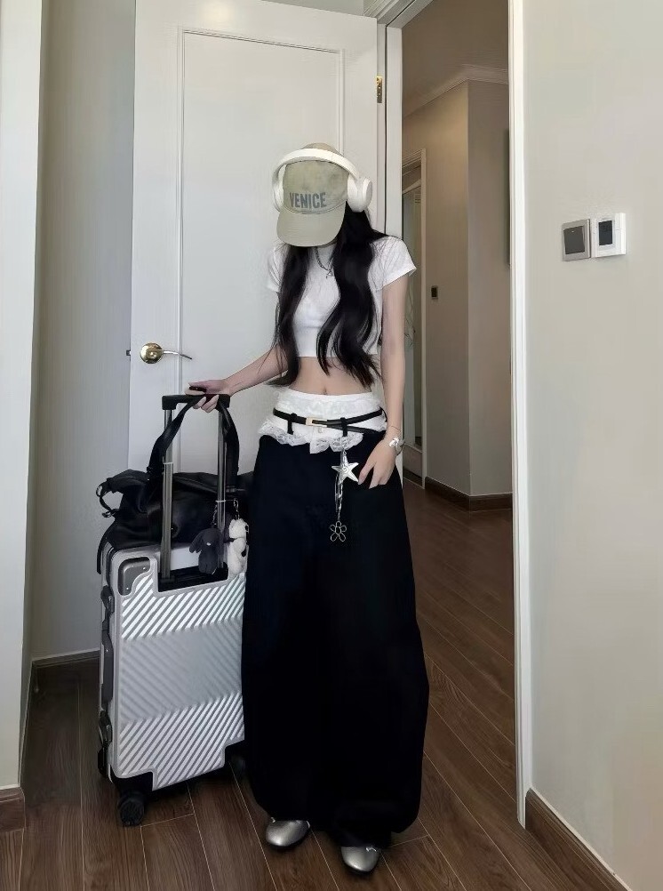 （現貨）越南品牌 KILL SYSTEM 蕾絲拼接褲頭 闊腿褲 寬褲 氣球褲 KS11