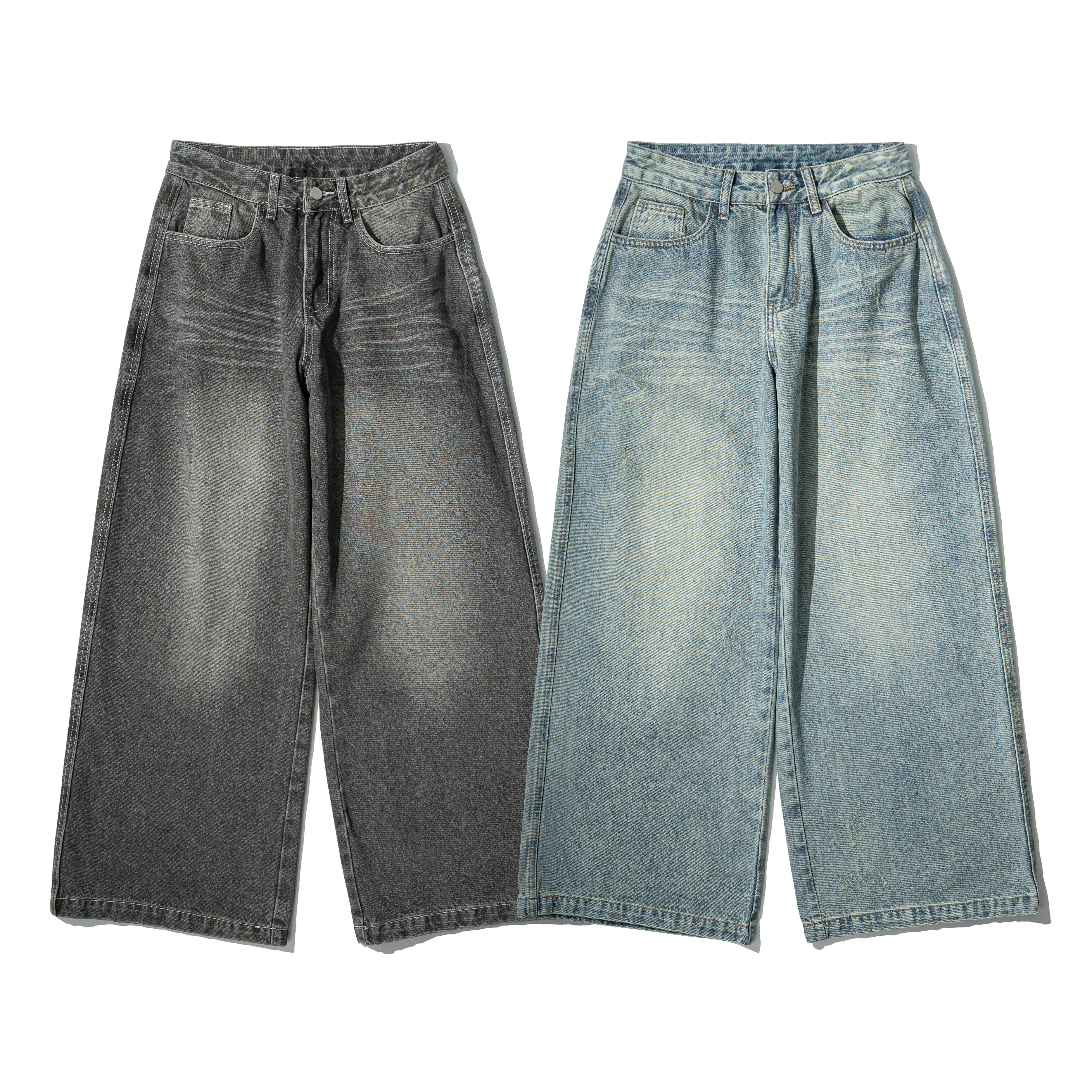 MIAO Distressed Baggy Jeans 女裝 小刷破 寬版 牛仔長褲 [M-D6]