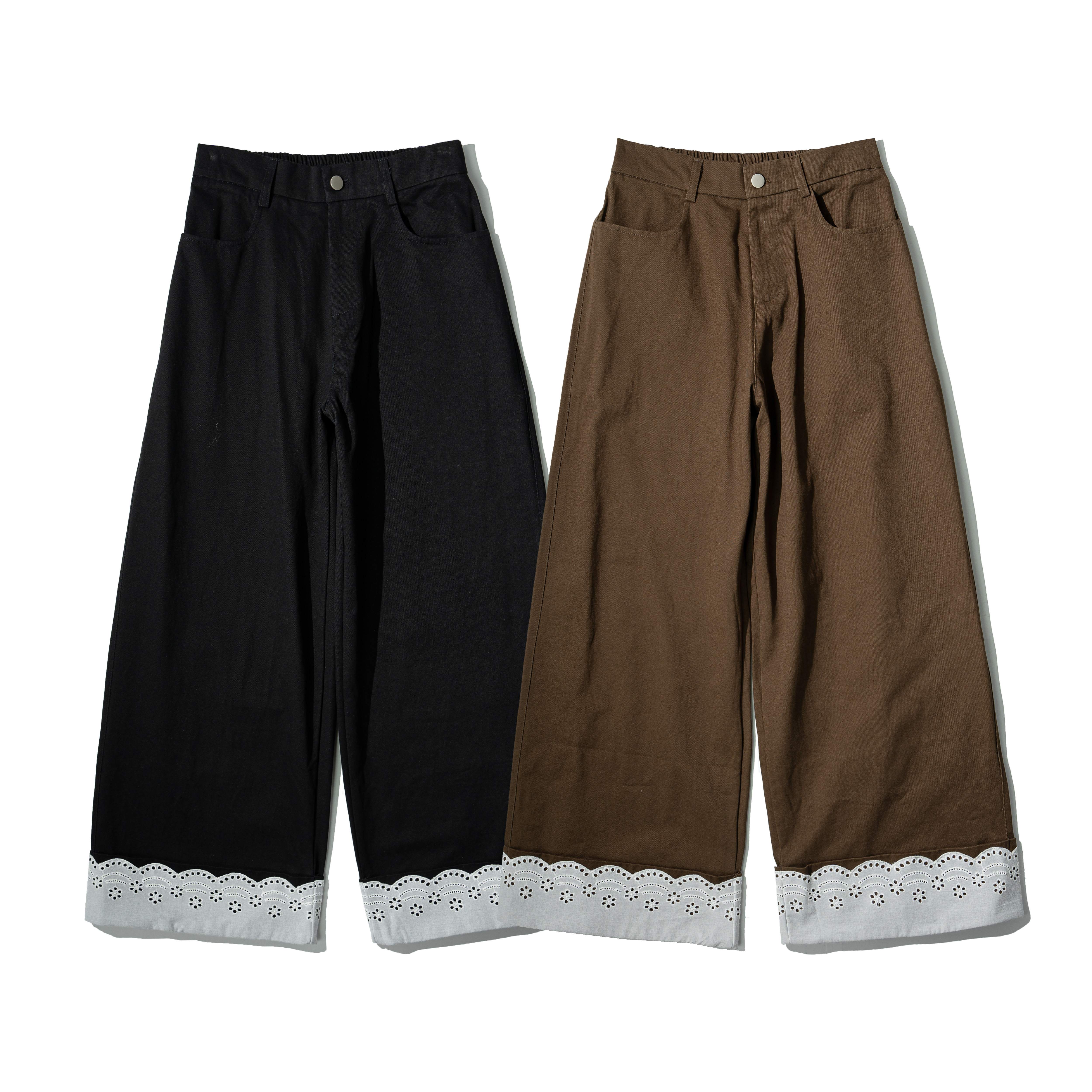 MIAO Cuffed Panelled Pants 女裝 反摺 拼接 寬版長褲 [M-P50]