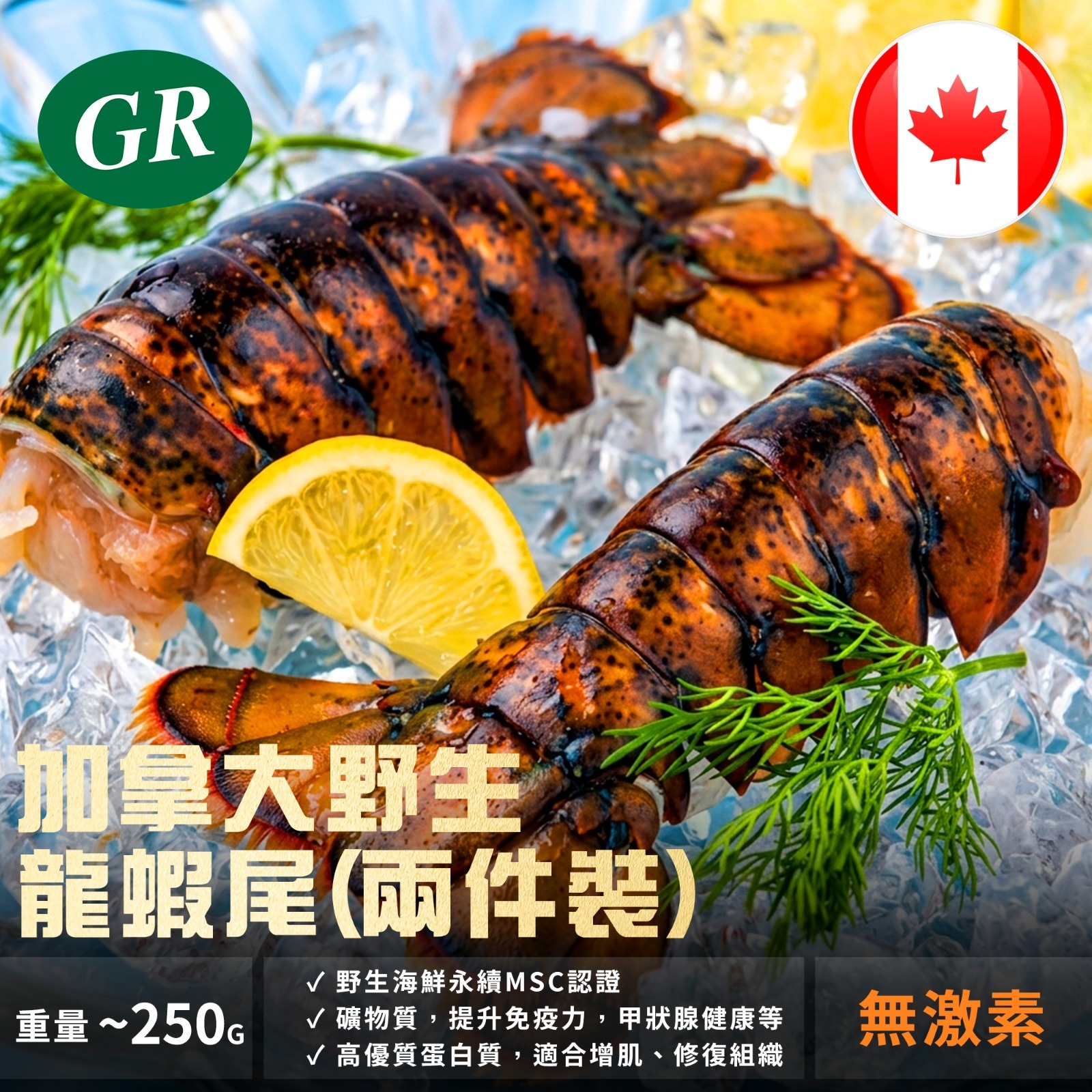 加拿大野生龍蝦尾（兩件裝）~250g