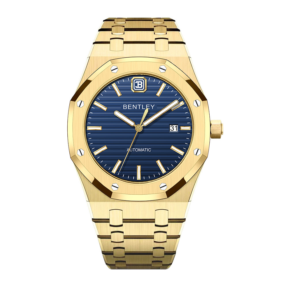 【BENTLEY 賓利】THE OBSIDIAN曜石系列 BL-53  AP框 機械 夜光 不鏽鋼 手錶 金色