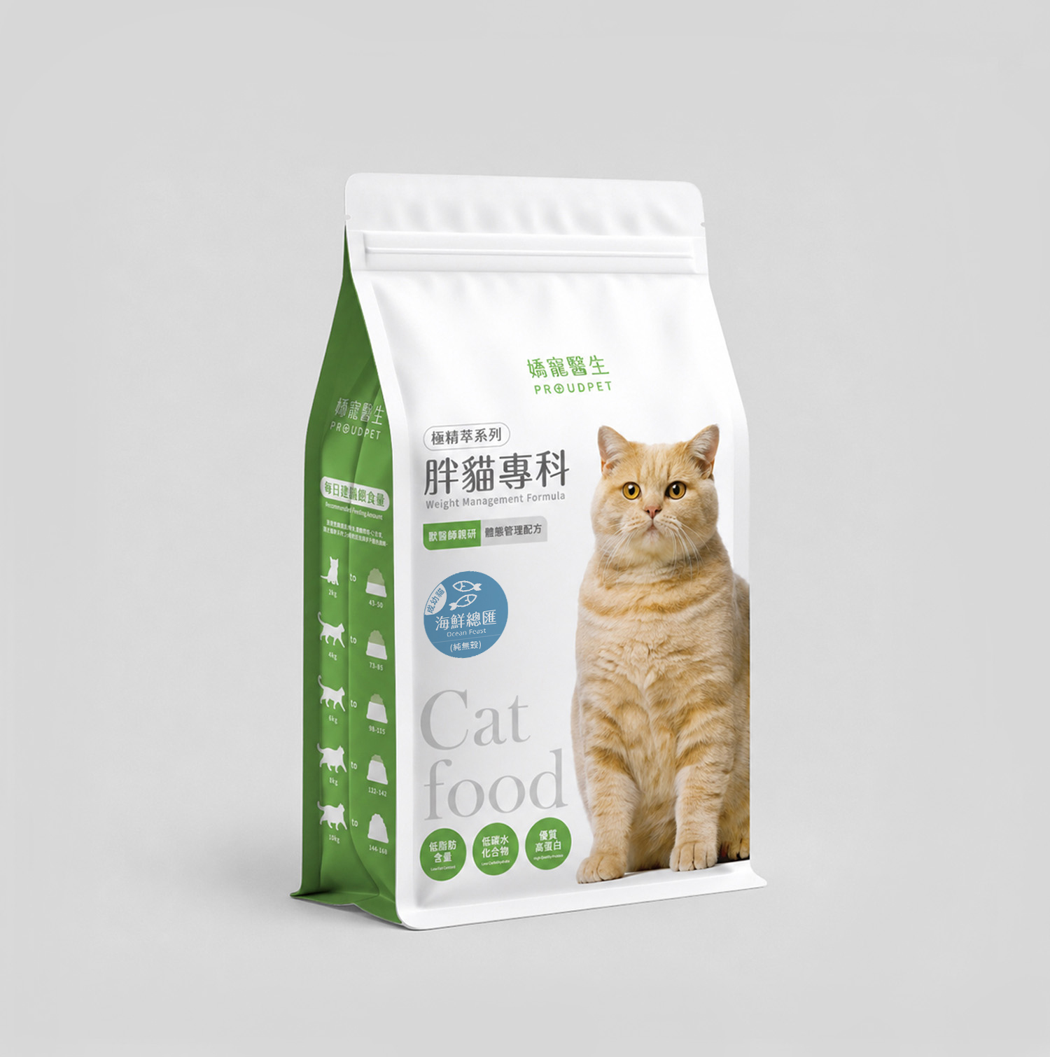 極精萃 胖貓專科體態管理機能糧 成幼貓 海鮮總匯（1.8kg/包）---1入
