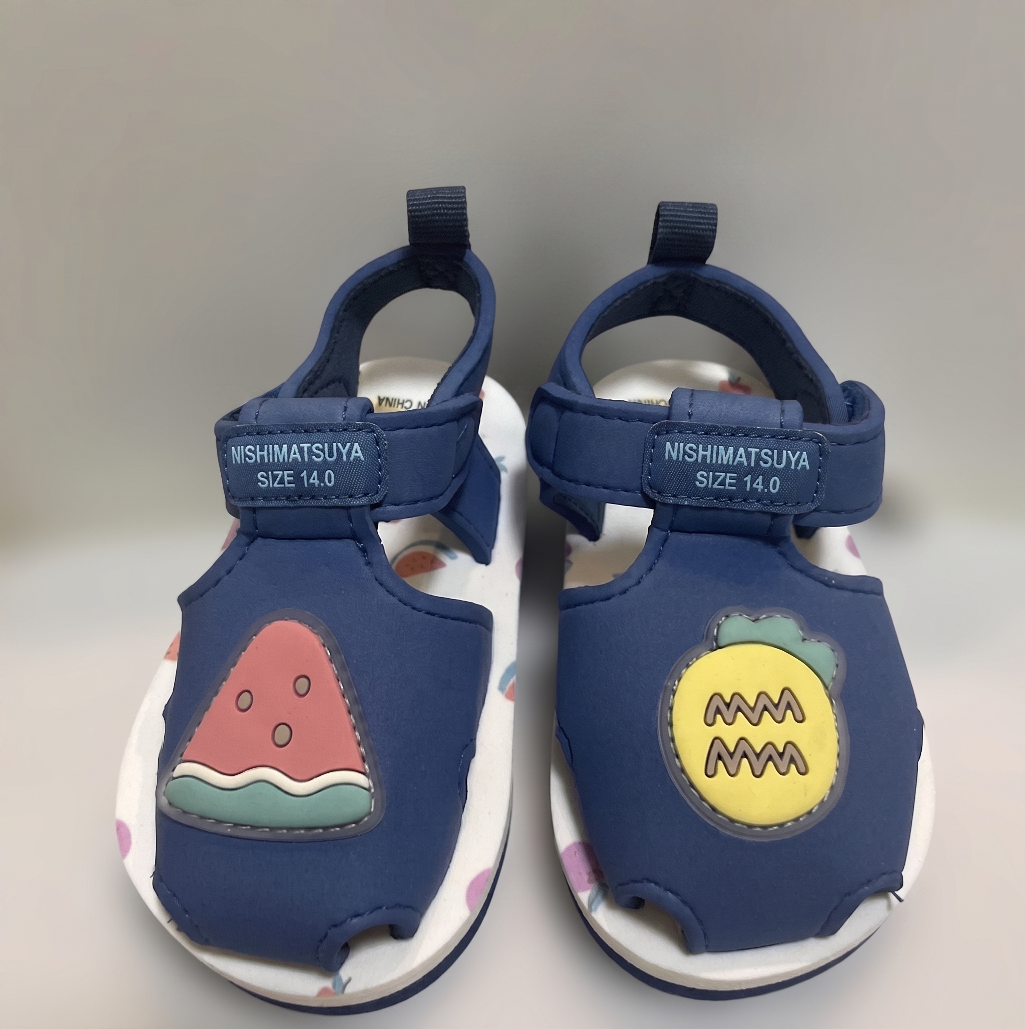 【Nishimatsuya】Kids Fruit Motif Protective Closed-Toe Sandals 14cm (Navy)