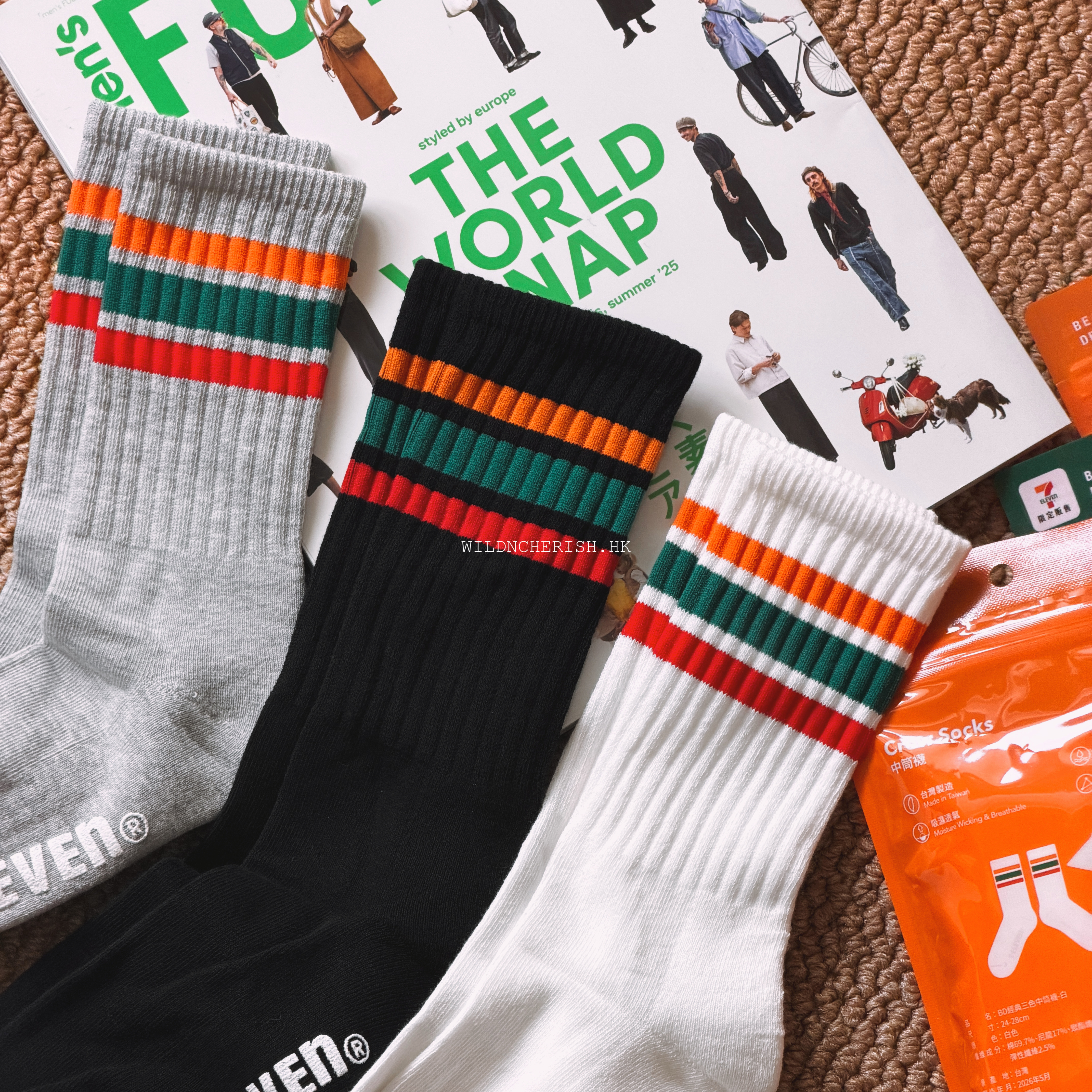 現貨 | 7-ELEVEN x BEAMS DESIGN BD 經典三色中筒襪 日本設計 台灣限定
