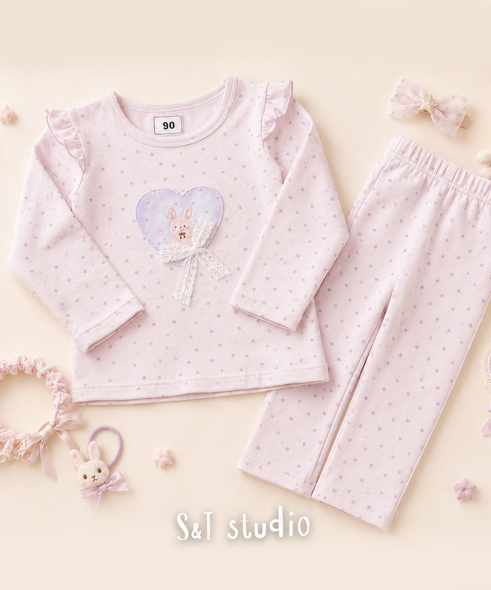 柔和色系兒童居家服(兩花色90-120)