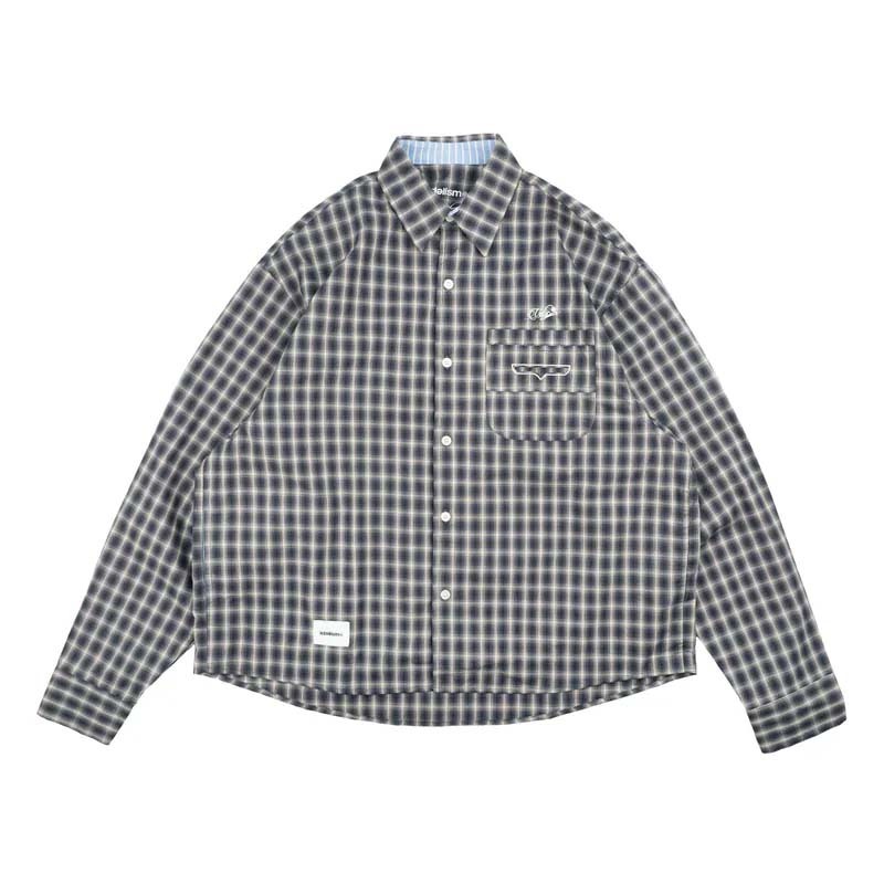 idealism ID VT Raw Edge Shirt 格紋襯衫 外套 黑色 ID26997-BK [台灣現貨]