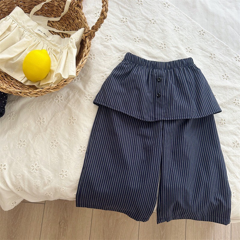 👖 冬裝 ⋆ ꒱ ˚  女寶 假兩件條紋層次感豐富 寬褲裙 ᝰ