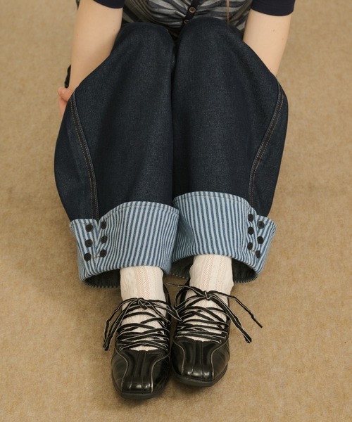 #預購 🇯🇵日本 hazle Rollup Wide Pants 反折寬版牛仔褲 2色