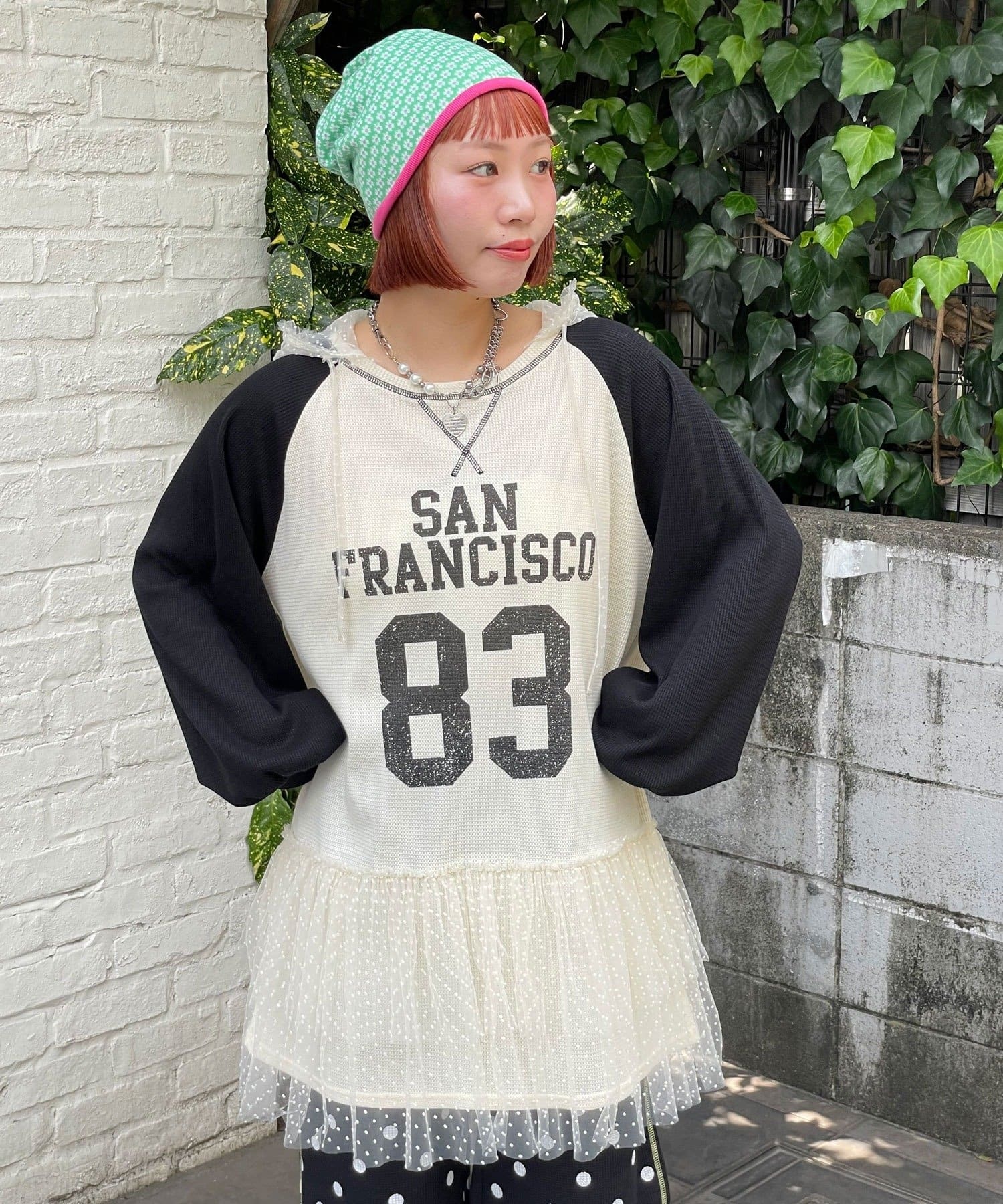 日本 CN HELLO.SANFRANCISCO LACE 連帽 長TOP