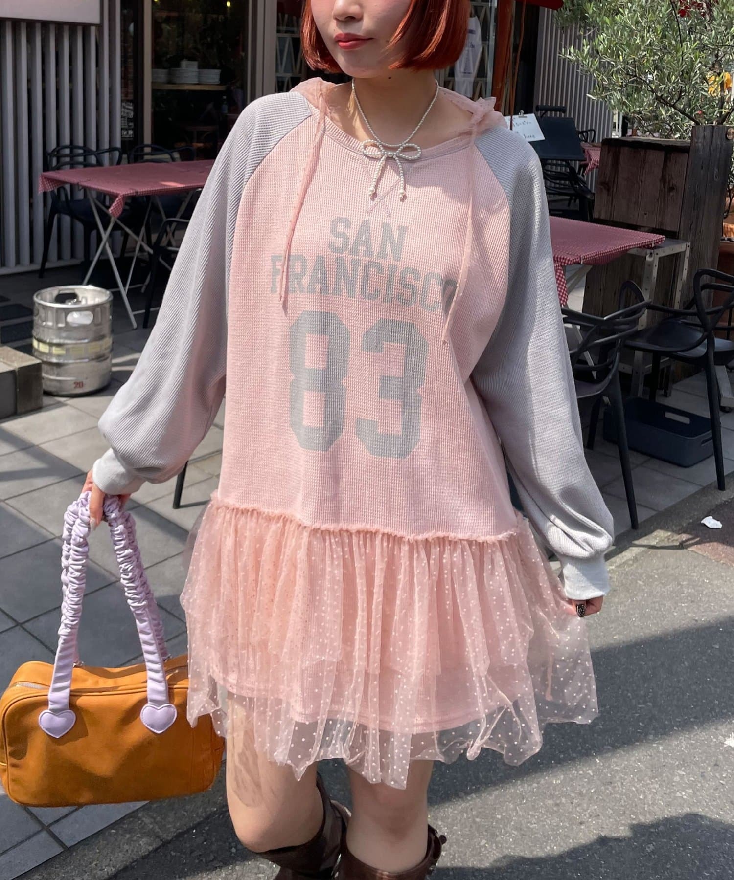 日本 CN HELLO.SANFRANCISCO LACE 連帽 長TOP